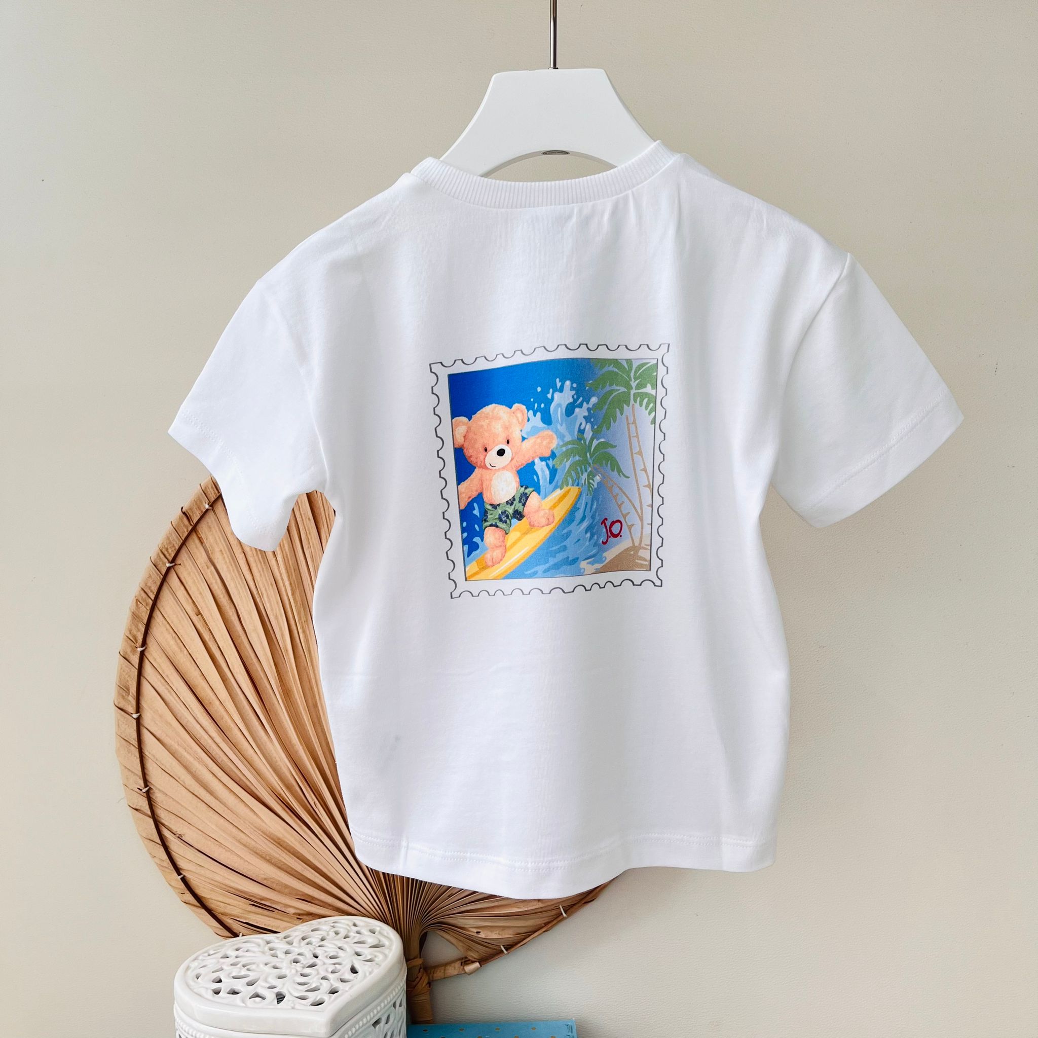 T - SHIRT 100 % COTONE BIANCO FRANCOBOLLO - Noi da piccoli