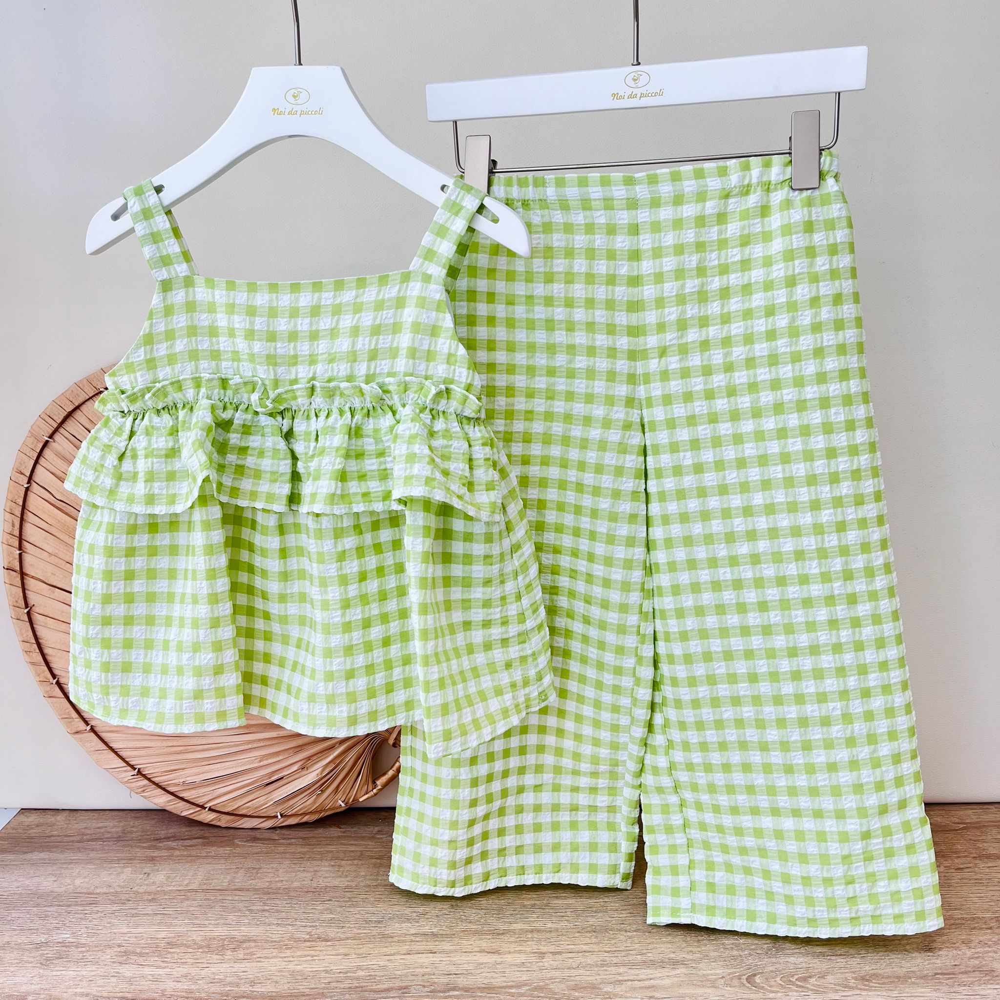 TOP CON PANTALONE CATANZARO 100 % COTONE VERDE - Noi da piccoli