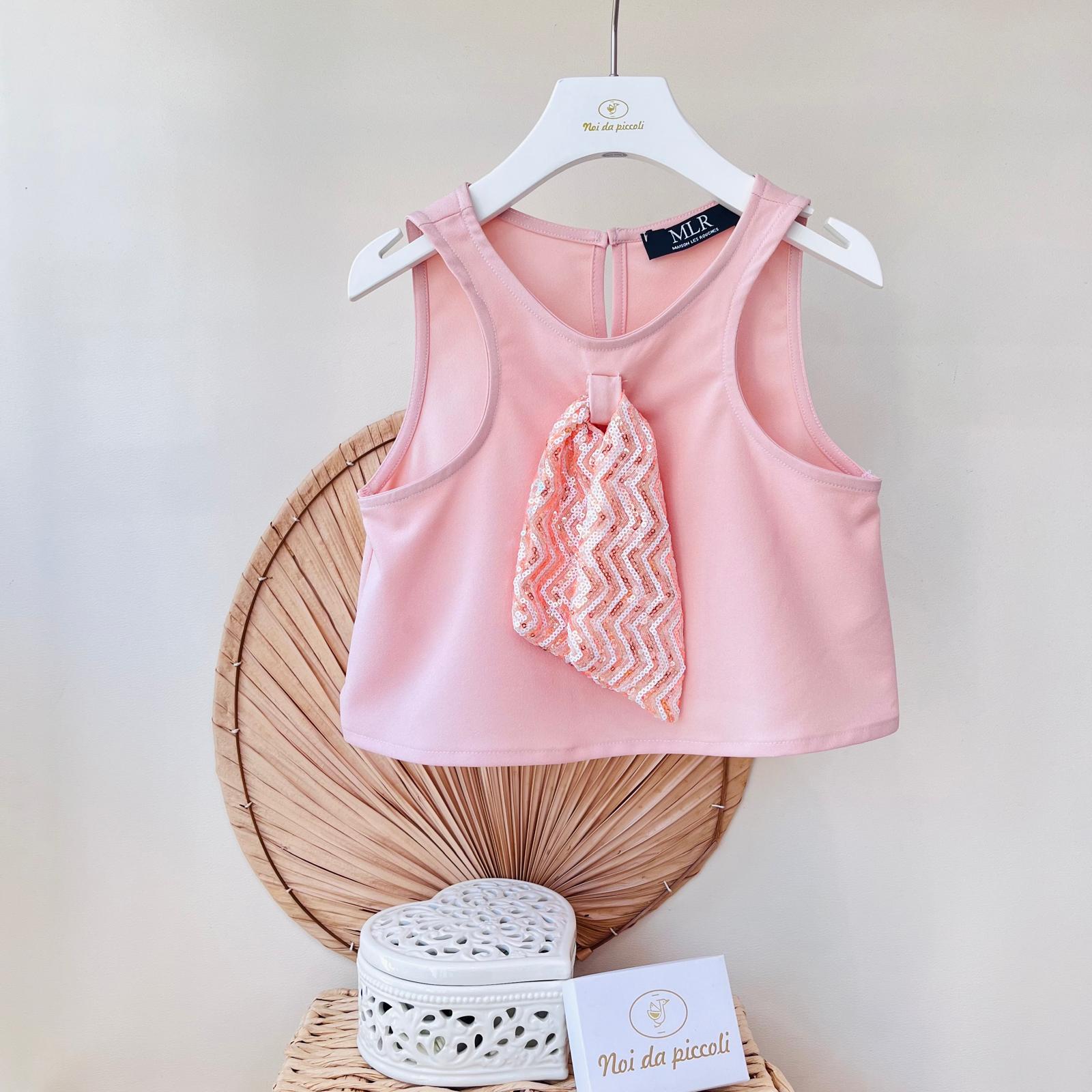 TOP GLITTER CON PANTALONE PALAZZO ROSA - Noi da piccoli