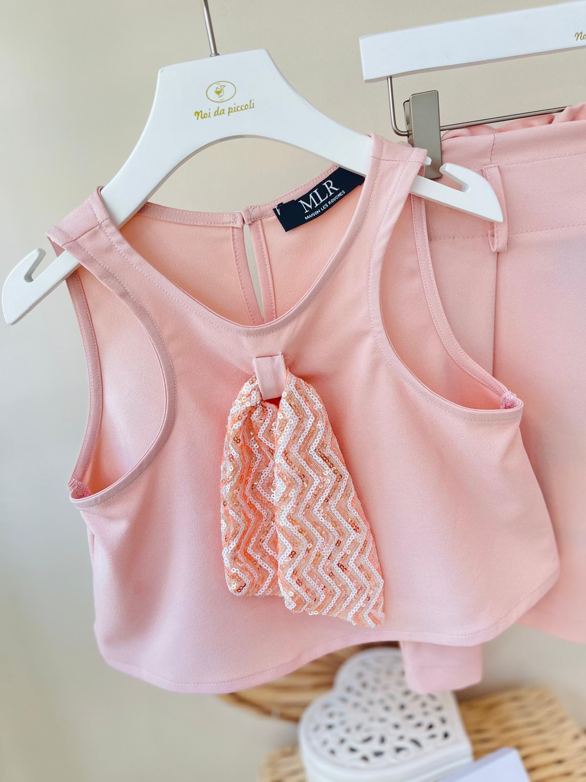 TOP GLITTER CON PANTALONE PALAZZO ROSA - Noi da piccoli