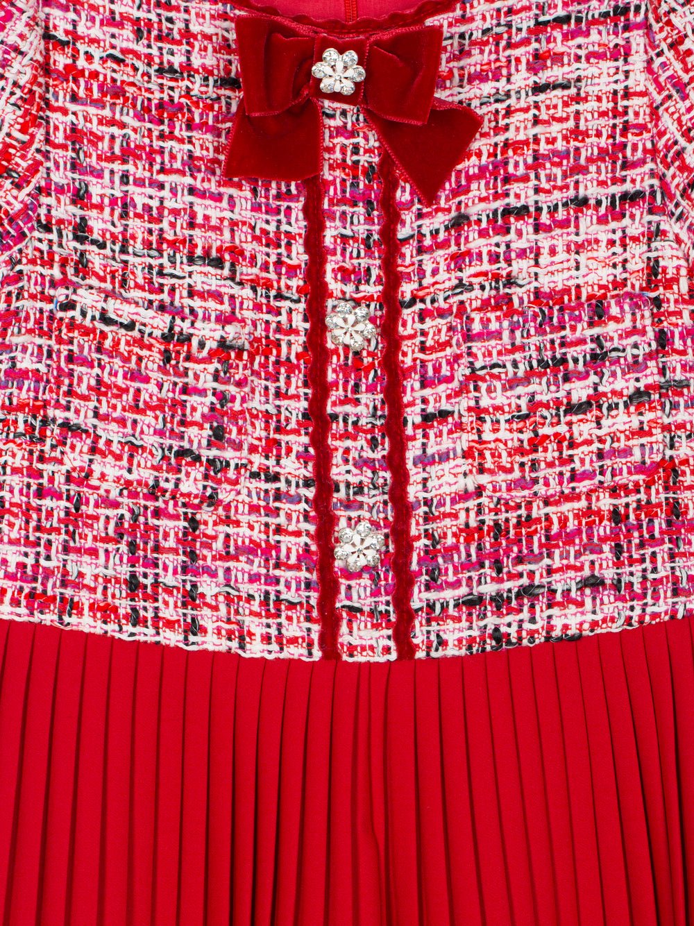 TUTA A GAMBA LARGA CON FIOCCHETTO E PARTICOLARI BOTTONCINI RED - Noi da piccoli