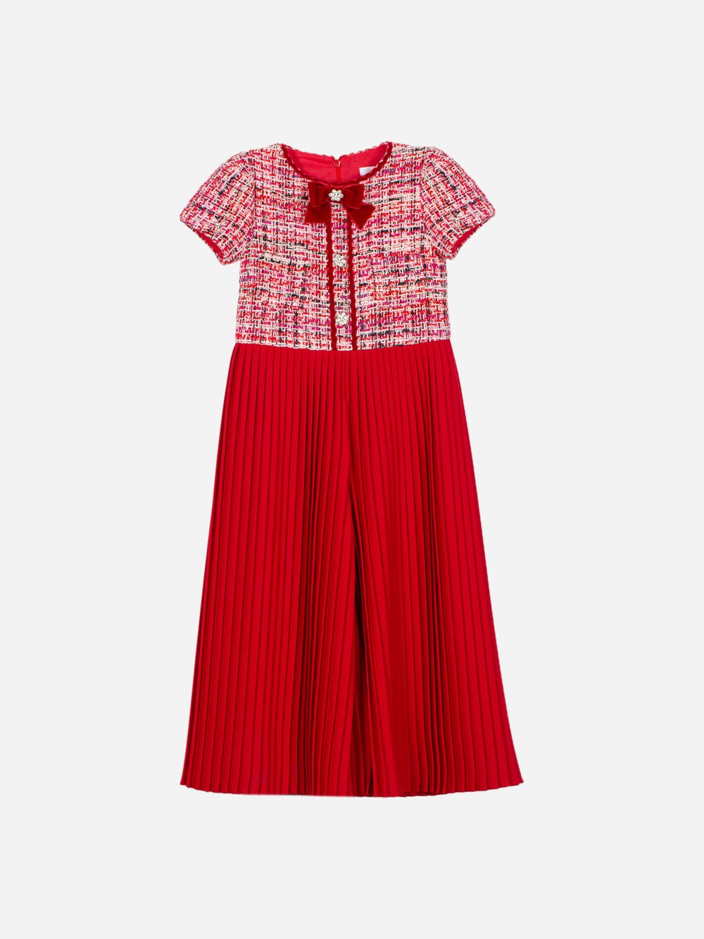 TUTA A GAMBA LARGA CON FIOCCHETTO E PARTICOLARI BOTTONCINI RED - Noi da piccoli