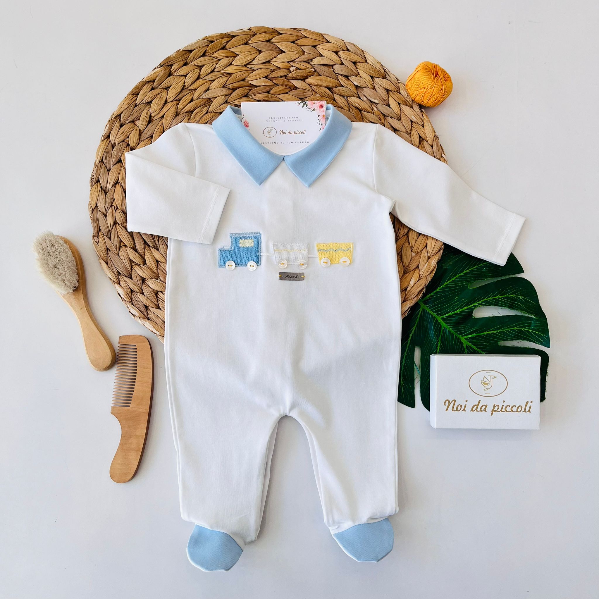 TUTINA 100 % COTONE BIANCO CIELO TRENINO - Noi da piccoli