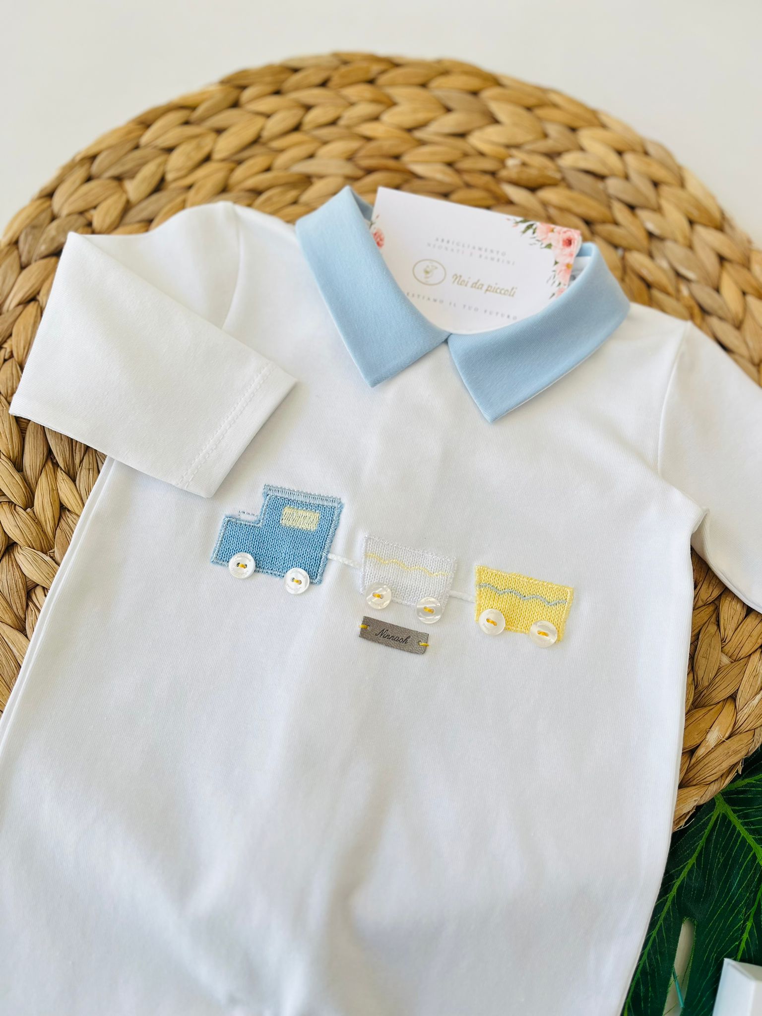 TUTINA 100 % COTONE BIANCO CIELO TRENINO - Noi da piccoli