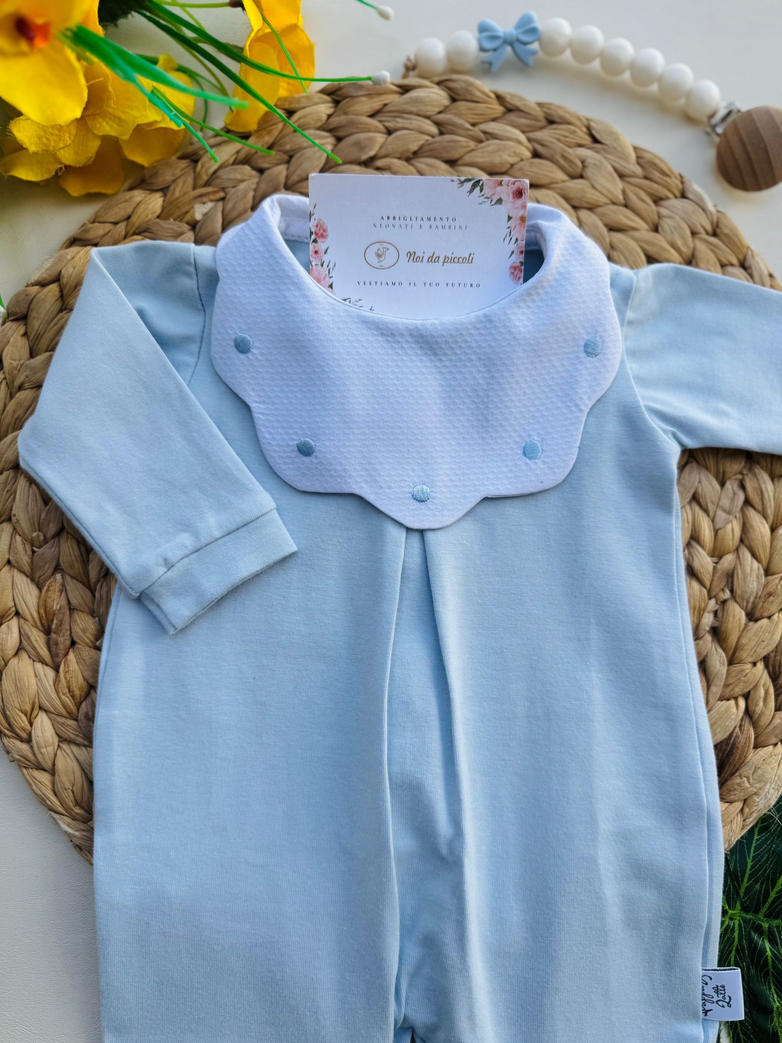 TUTINA 100 % COTONE CIELO COLLETTO ONDULATO POIS - Noi da piccoli