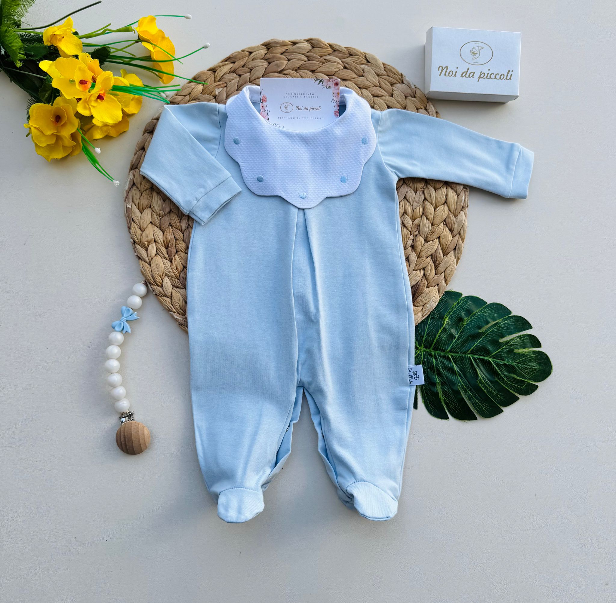 TUTINA 100 % COTONE CIELO COLLETTO ONDULATO POIS - Noi da piccoli