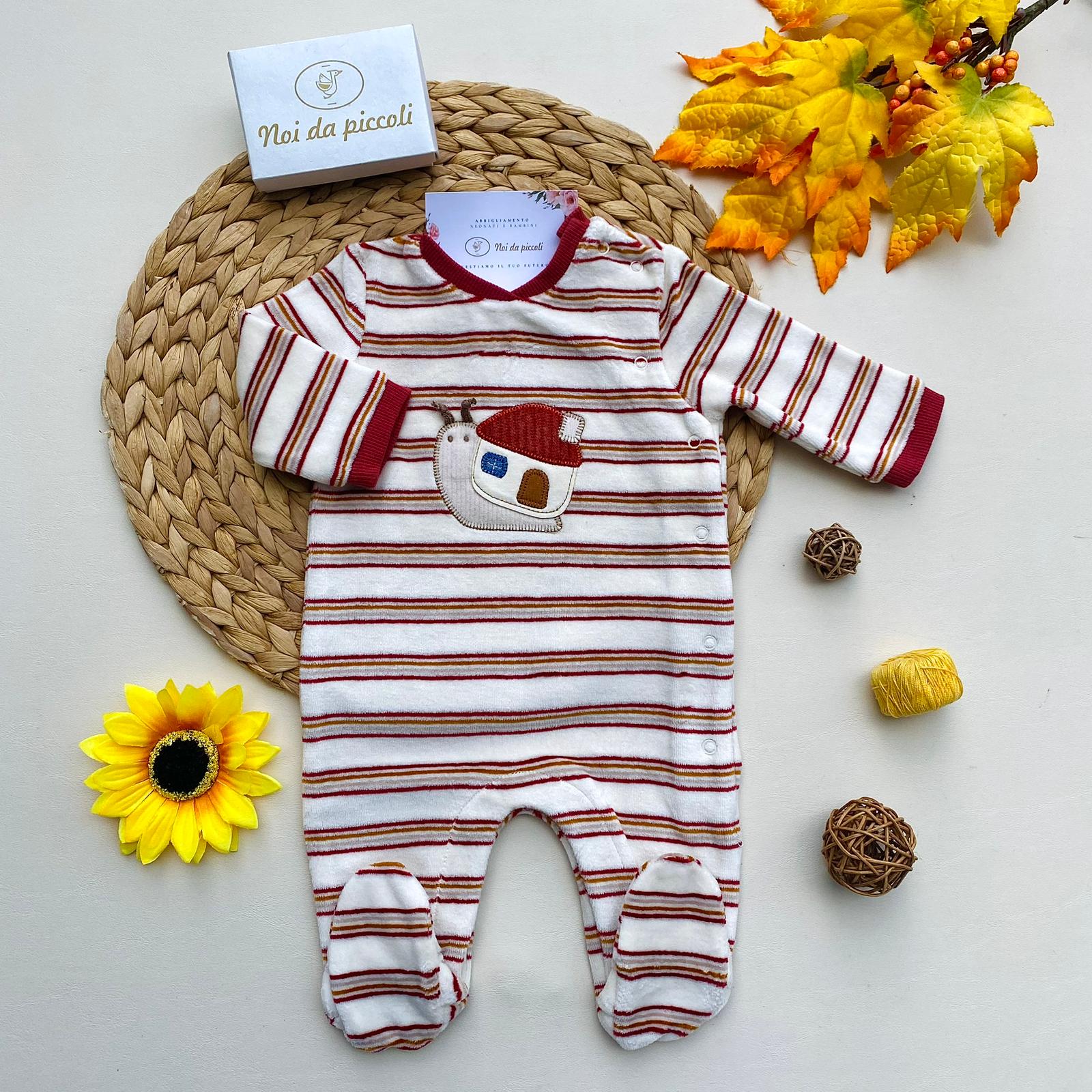 TUTINA A RIGHE E LUMACHINA FILATO CALDO RUGGINE - Noi da piccoli