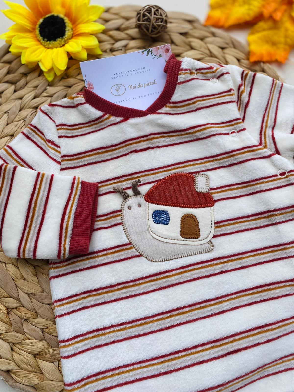 TUTINA A RIGHE E LUMACHINA FILATO CALDO RUGGINE - Noi da piccoli