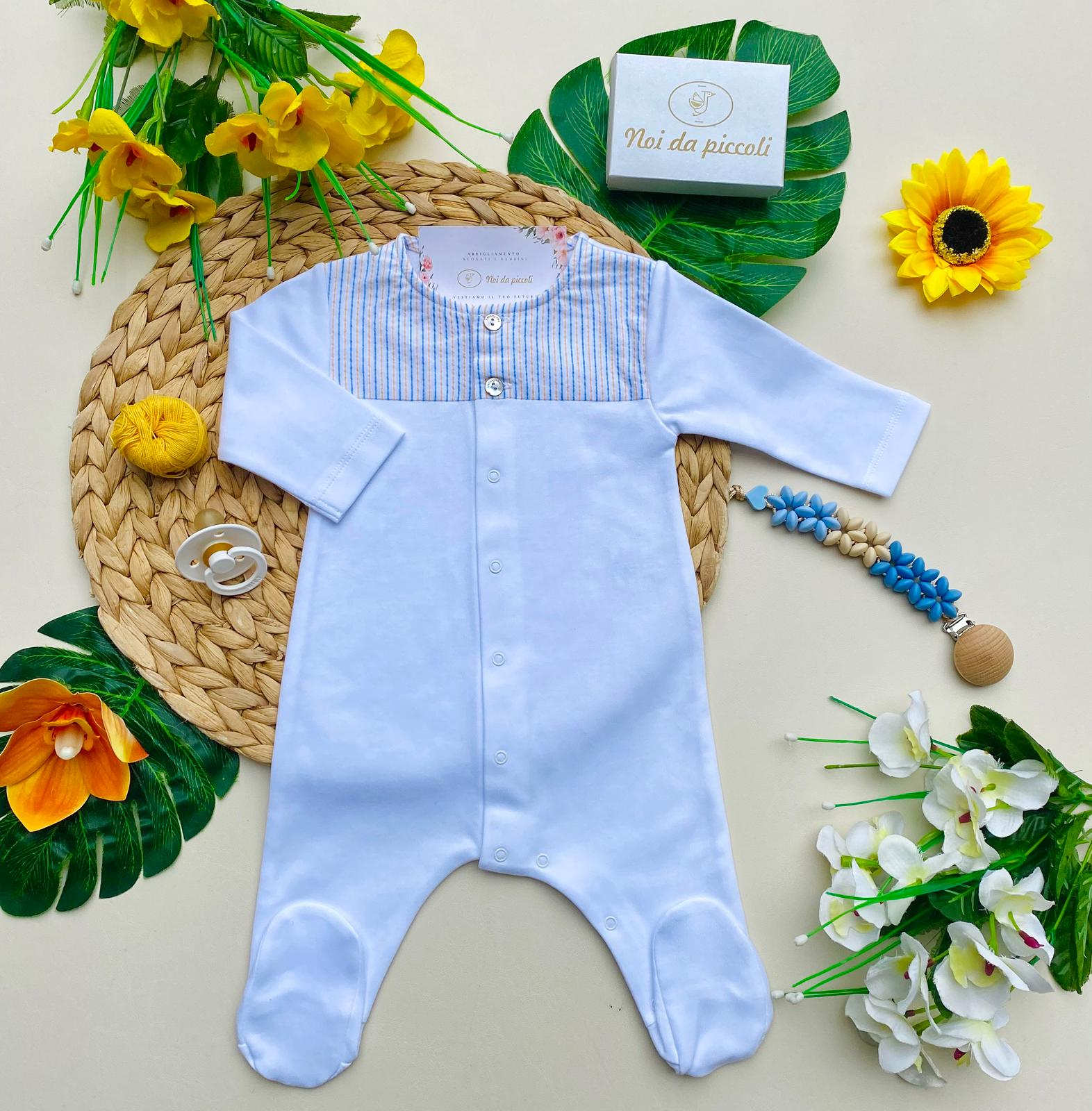 TUTINA ANTIPANICO BIANCO CON RIGHE GIALLE E BLU - Noi da piccoli