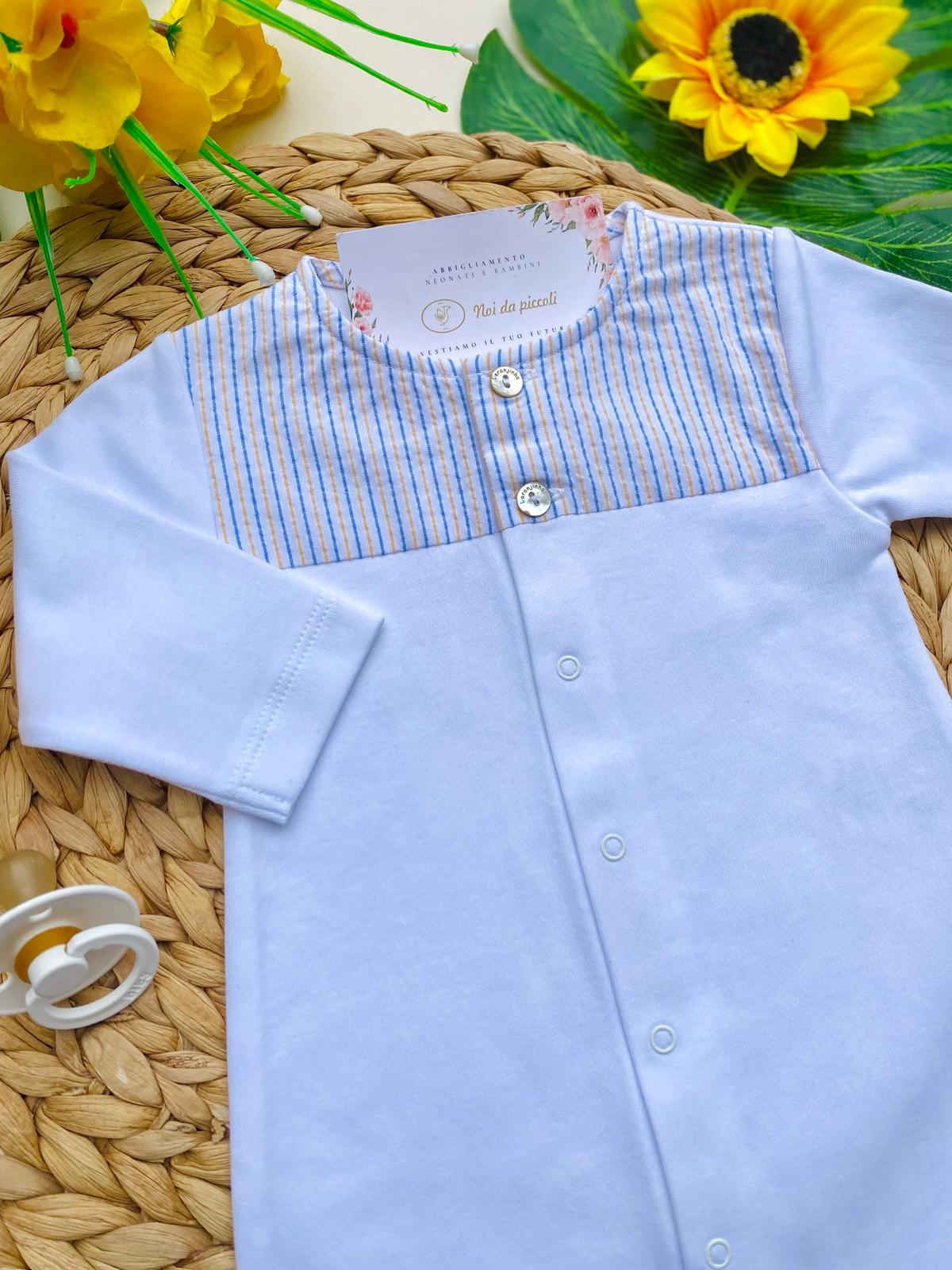 TUTINA ANTIPANICO BIANCO CON RIGHE GIALLE E BLU - Noi da piccoli