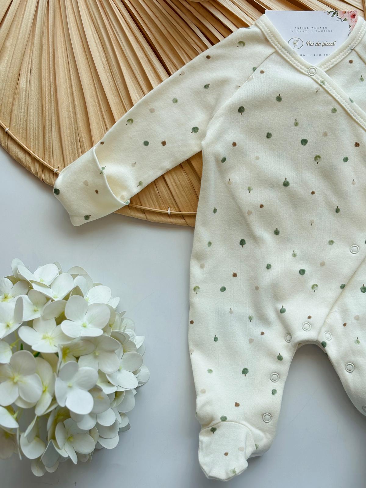 TUTINA ANTIPANICO CON BAVETTA E CAPPELLINO ABBINATO PANNA SALVIA - Noi da piccoli