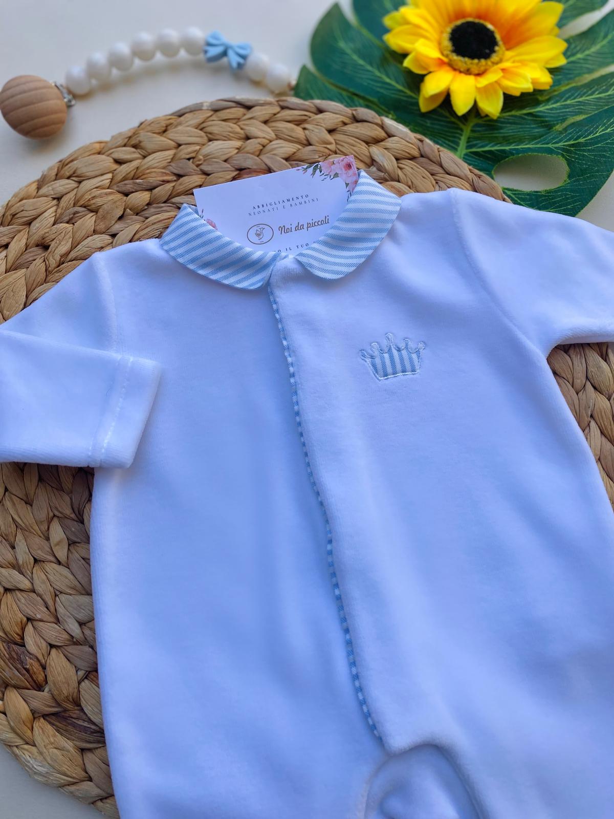 TUTINA ANTIPANICO CON COLLETTO RIGATO CINIGLIA BIANCO CIELO - Noi da piccoli