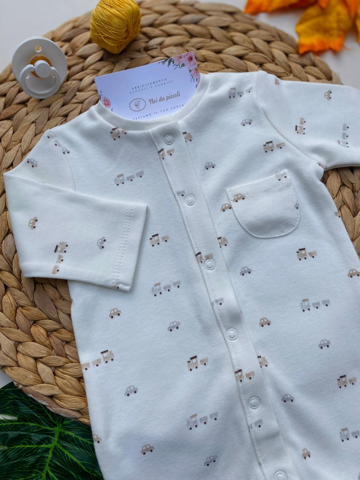 TUTINA ANTIPANICO CON MACCHININE FILATO CALDO BIANCO - Noi da piccoli