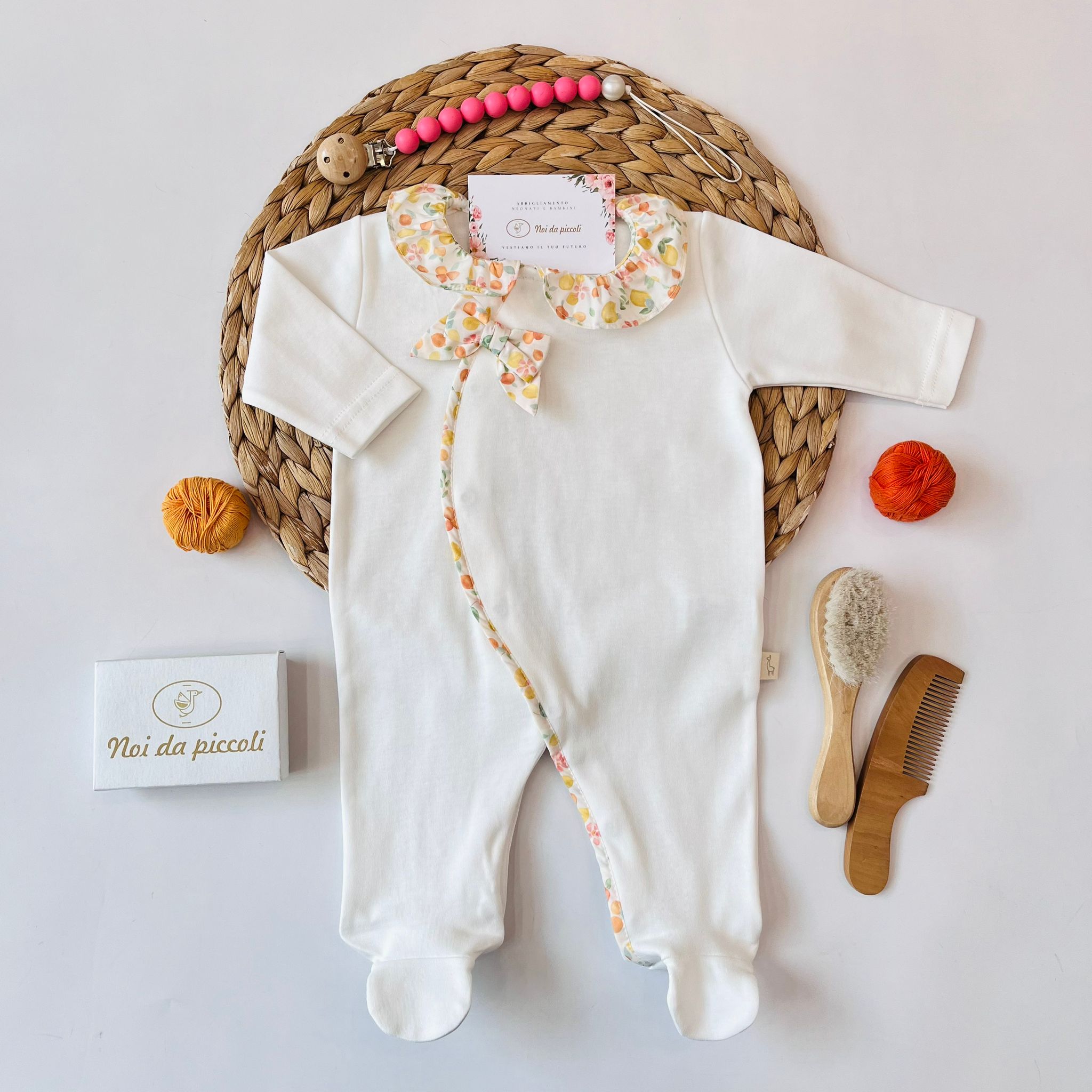 TUTINA ANTIPANICO COTONE BIANCO FIORI ARANCIO - Noi da piccoli