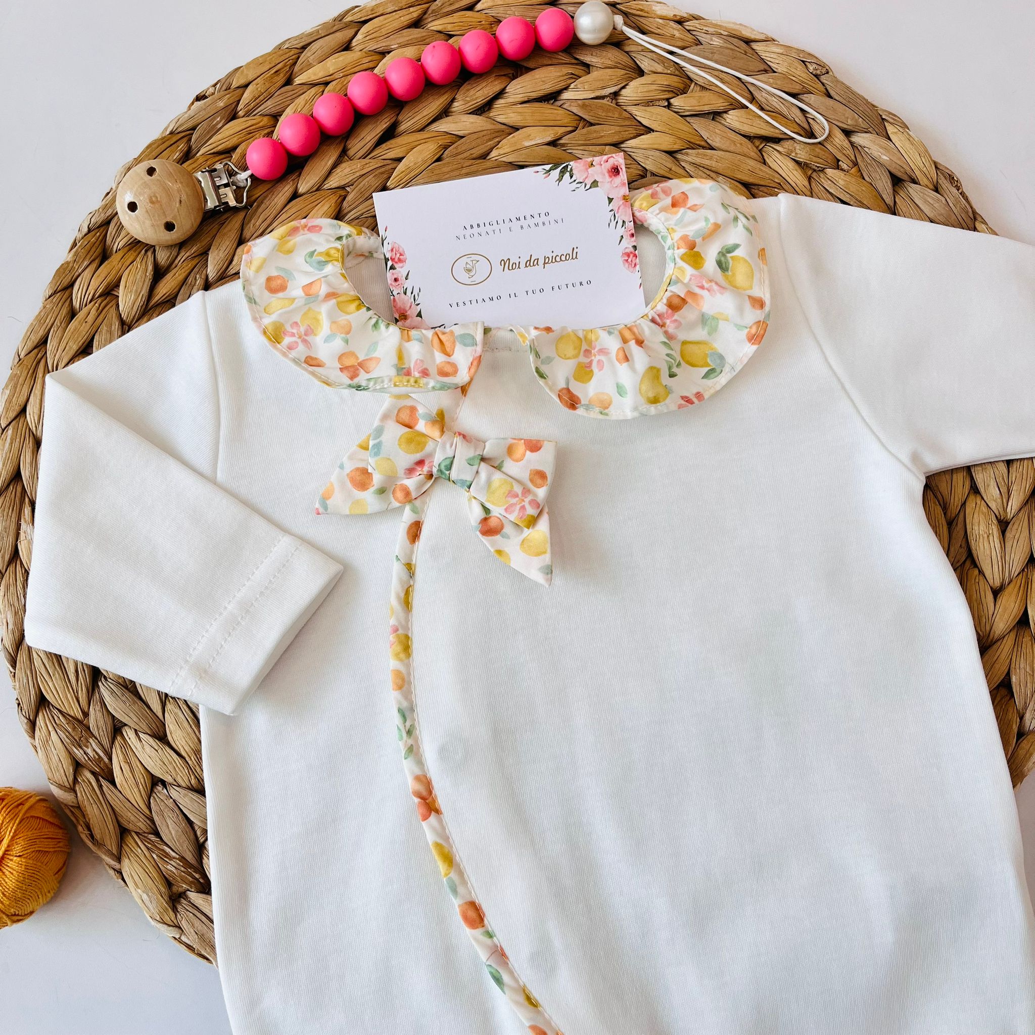 TUTINA ANTIPANICO COTONE BIANCO FIORI ARANCIO - Noi da piccoli