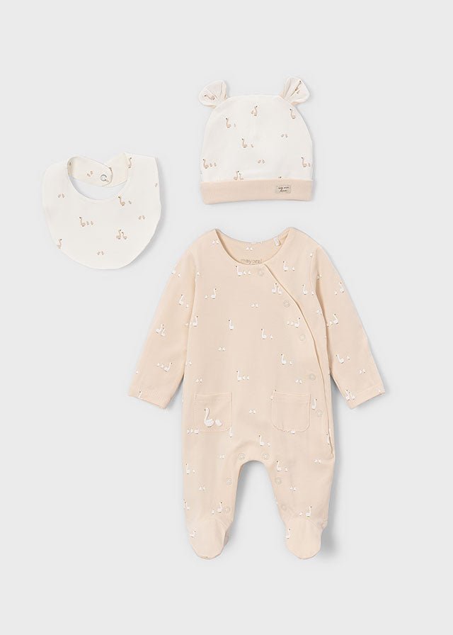 TUTINA ANTIPANICO OCHETTA CON CAPPELLINO E BAVETTA Cotone BEIGE - Noi da piccoli
