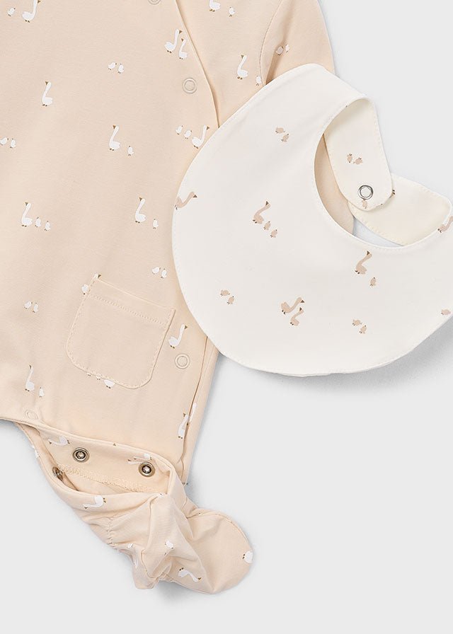 TUTINA ANTIPANICO OCHETTA CON CAPPELLINO E BAVETTA Cotone BEIGE - Noi da piccoli