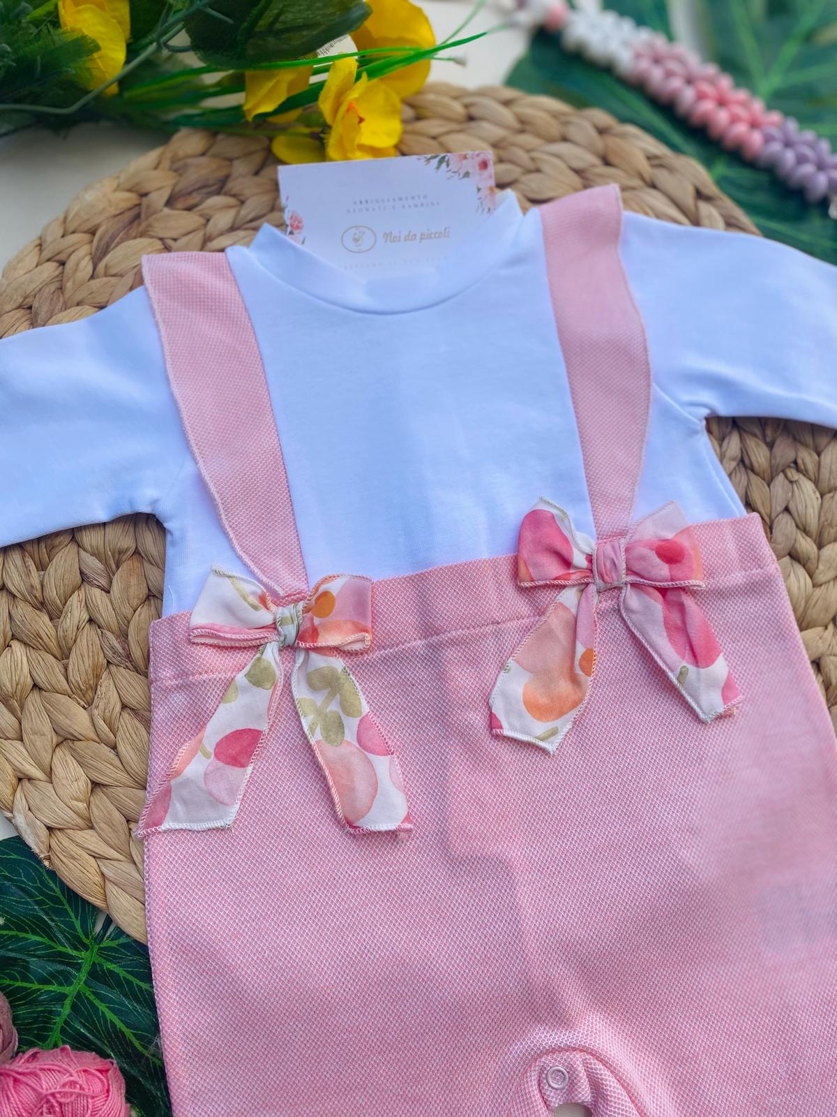 TUTINA BIANCA E ROSA CON FIOCCHETTINI COLORATI - Noi da piccoli