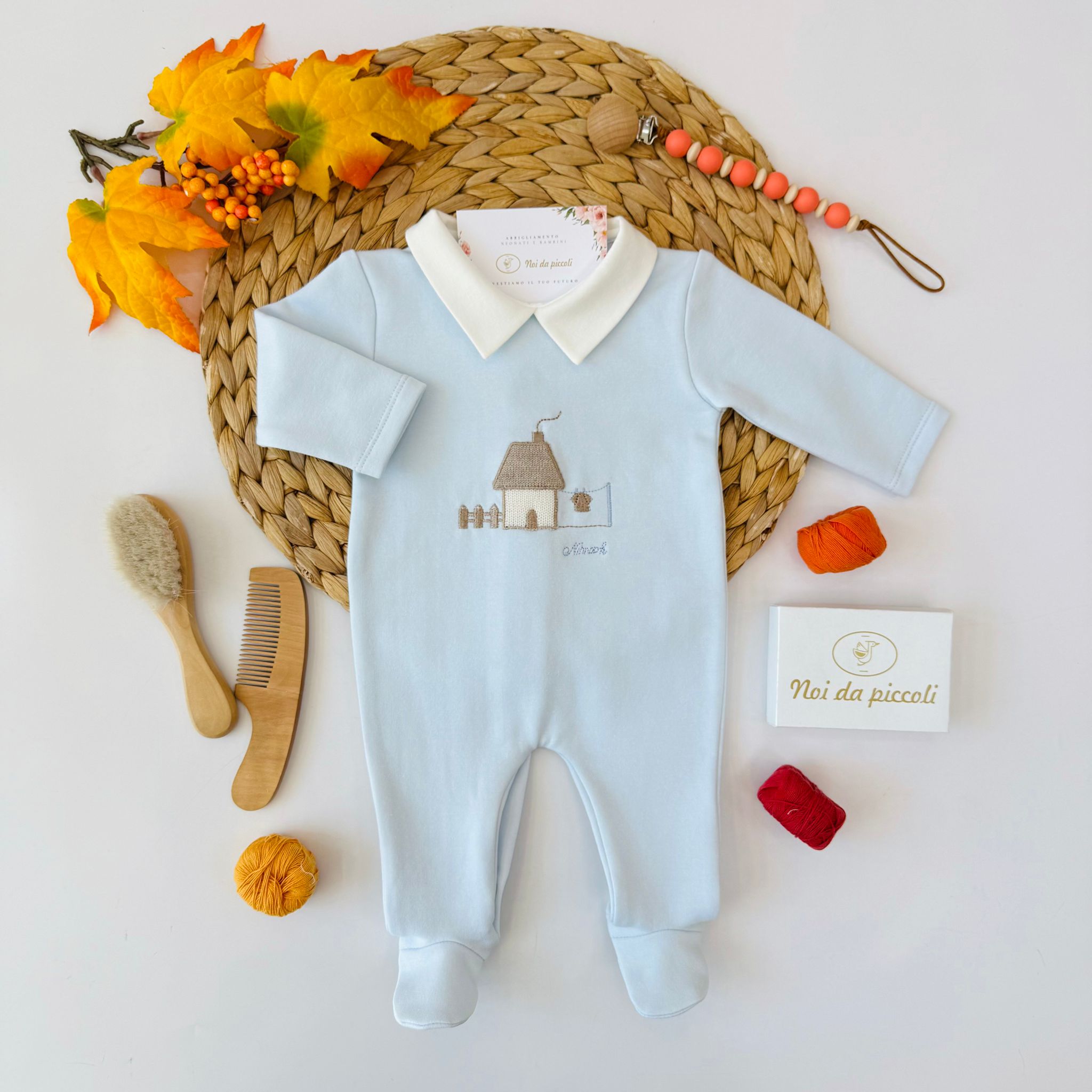 TUTINA CASETTA IN CAMPAGNA COTONE CALDO CIELO - Noi da piccoli