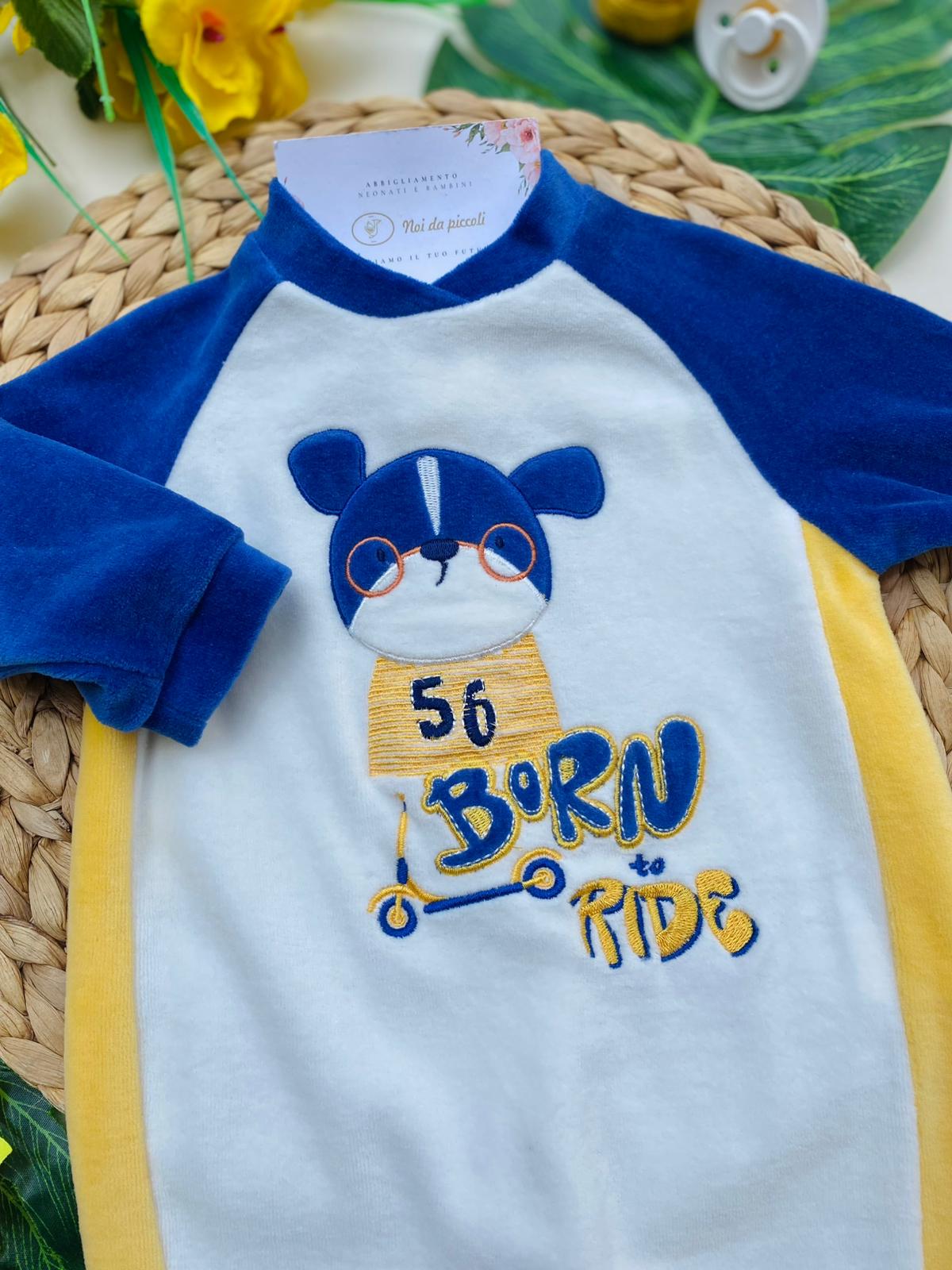 TUTINA CINIGLIA BIANCA BLU E GIALLA CON DISEGNINO CENTRALE - Noi da piccoli