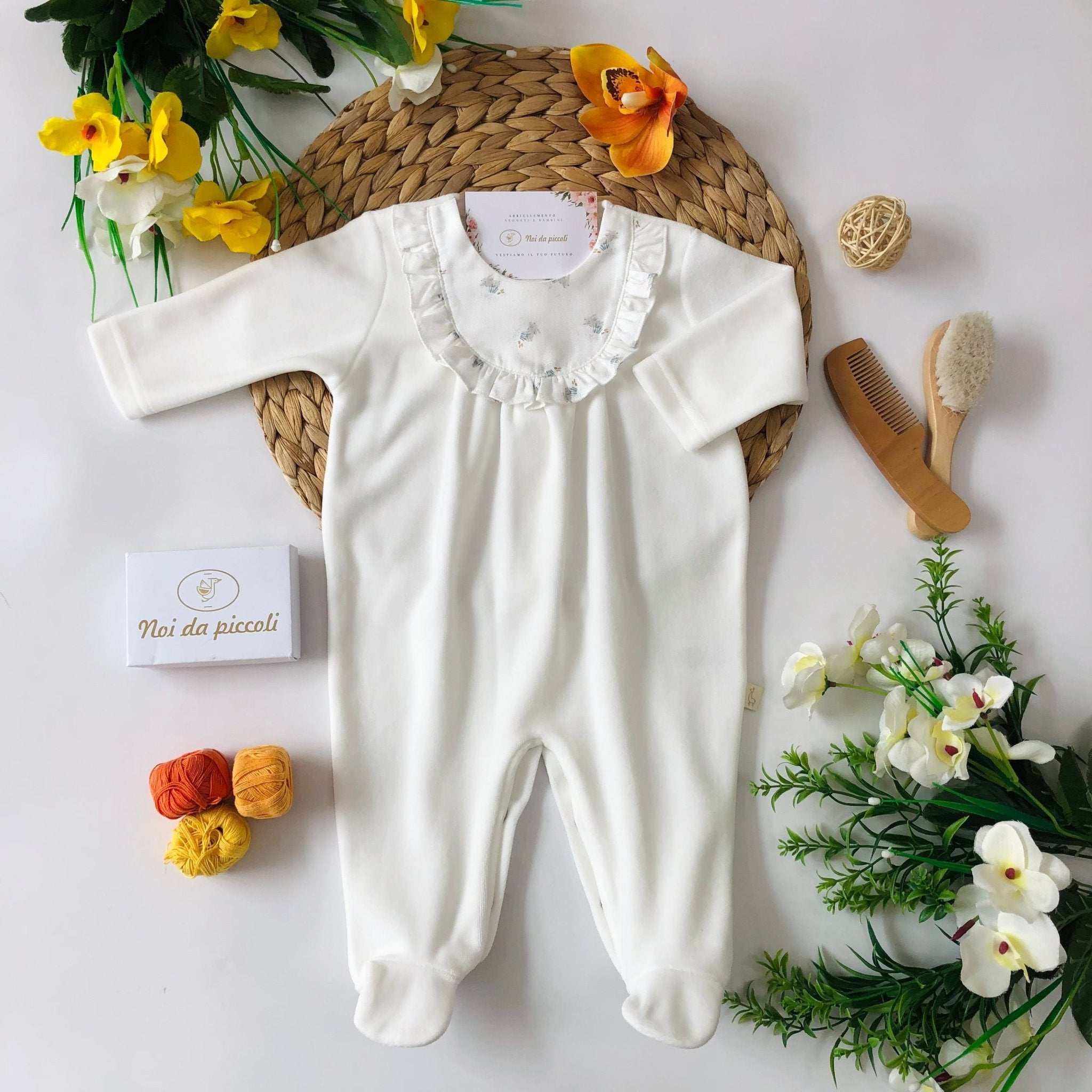 Cinille Babygrows Tutine Neonato Cotone Brums CLOUD WHITE CHENILLE