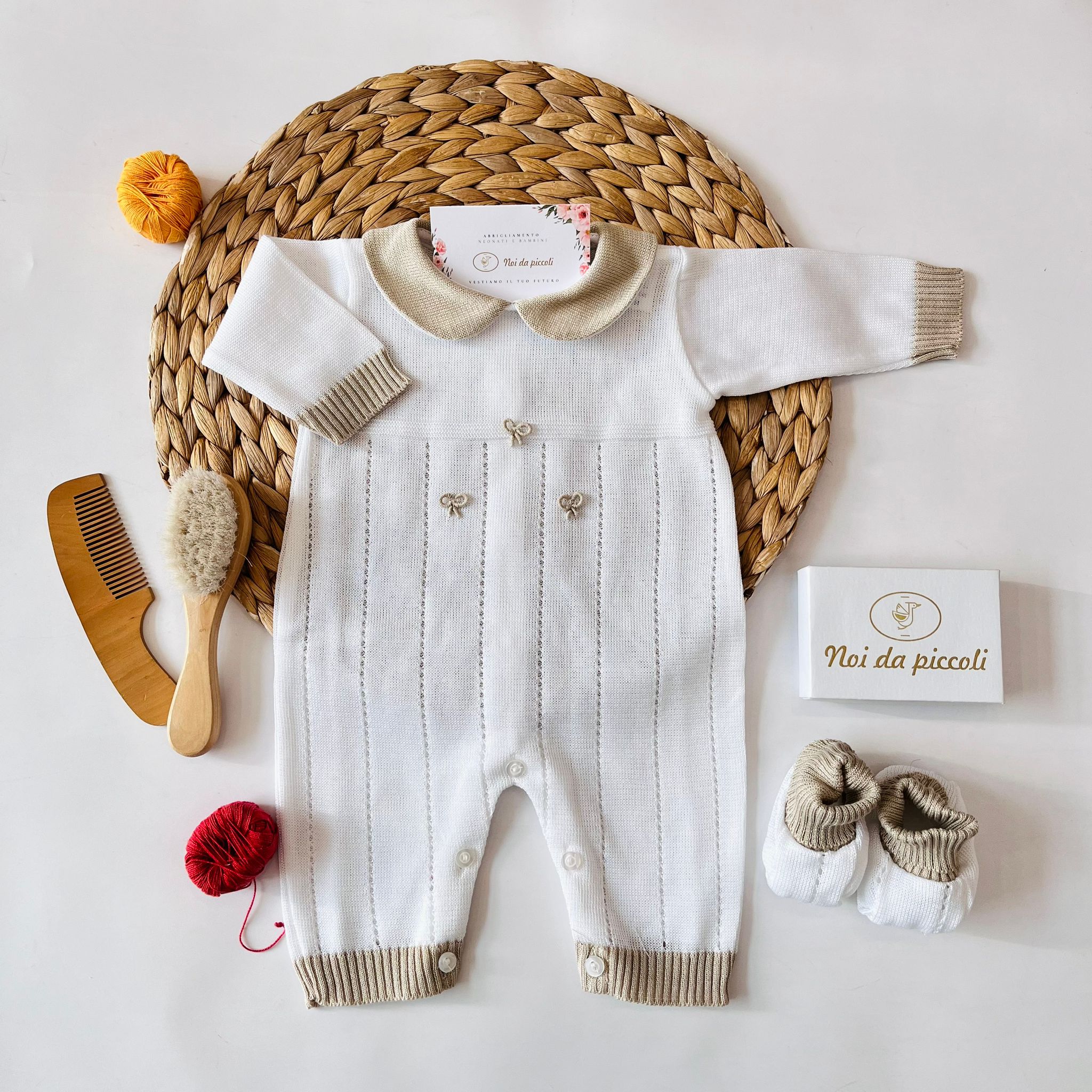 TUTINA CON BABBUCCE 100 % COTONE BIANCO TORTORA - Noi da piccoli