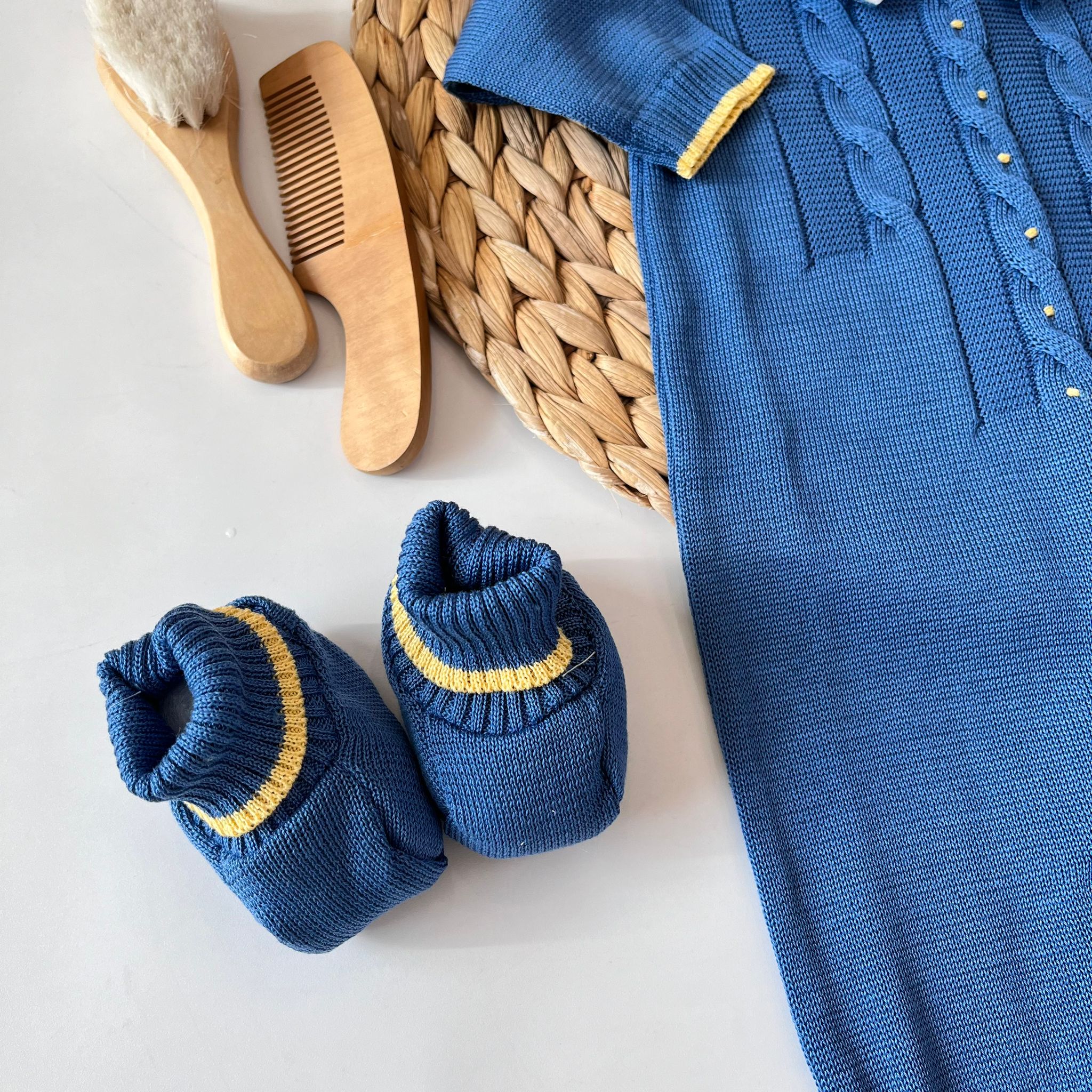 TUTINA CON BABBUCCE 100 % COTONE BLU - Noi da piccoli