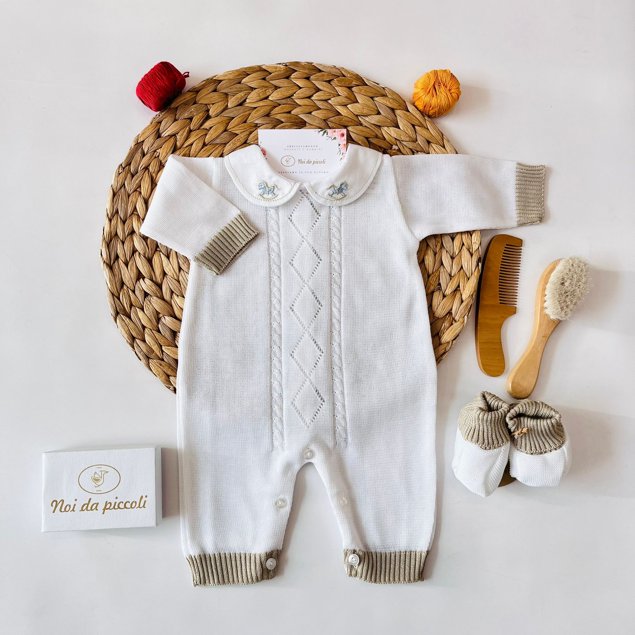 TUTINA CON BABBUCCE 100% FILO DI COTONE BIANCO - Noi da piccoli