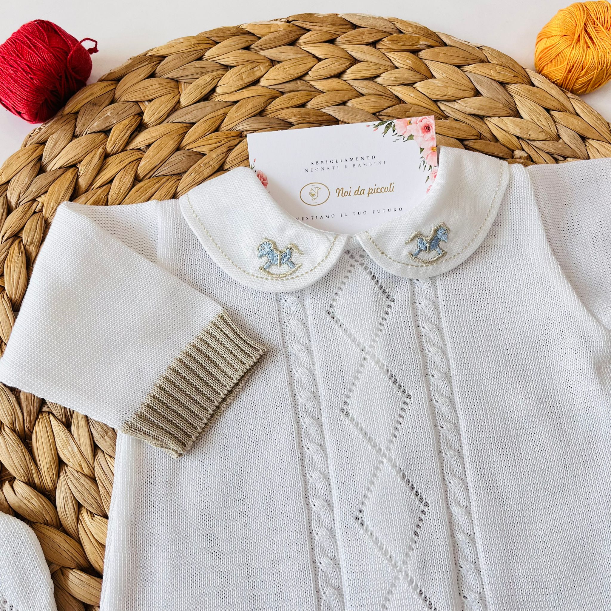 TUTINA CON BABBUCCE 100% FILO DI COTONE BIANCO - Noi da piccoli