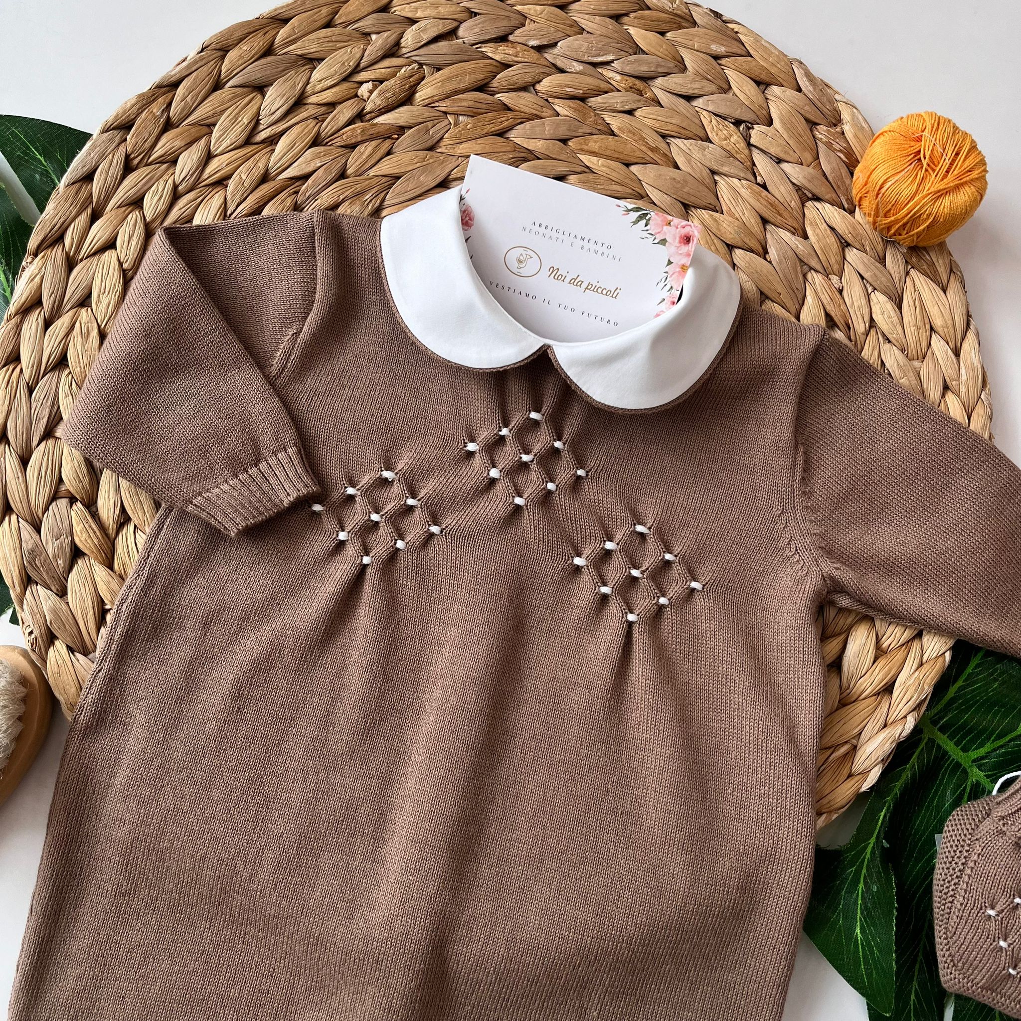 TUTINA CON BABBUCCE 100% FILO DI COTONE CAFFE' - Noi da piccoli