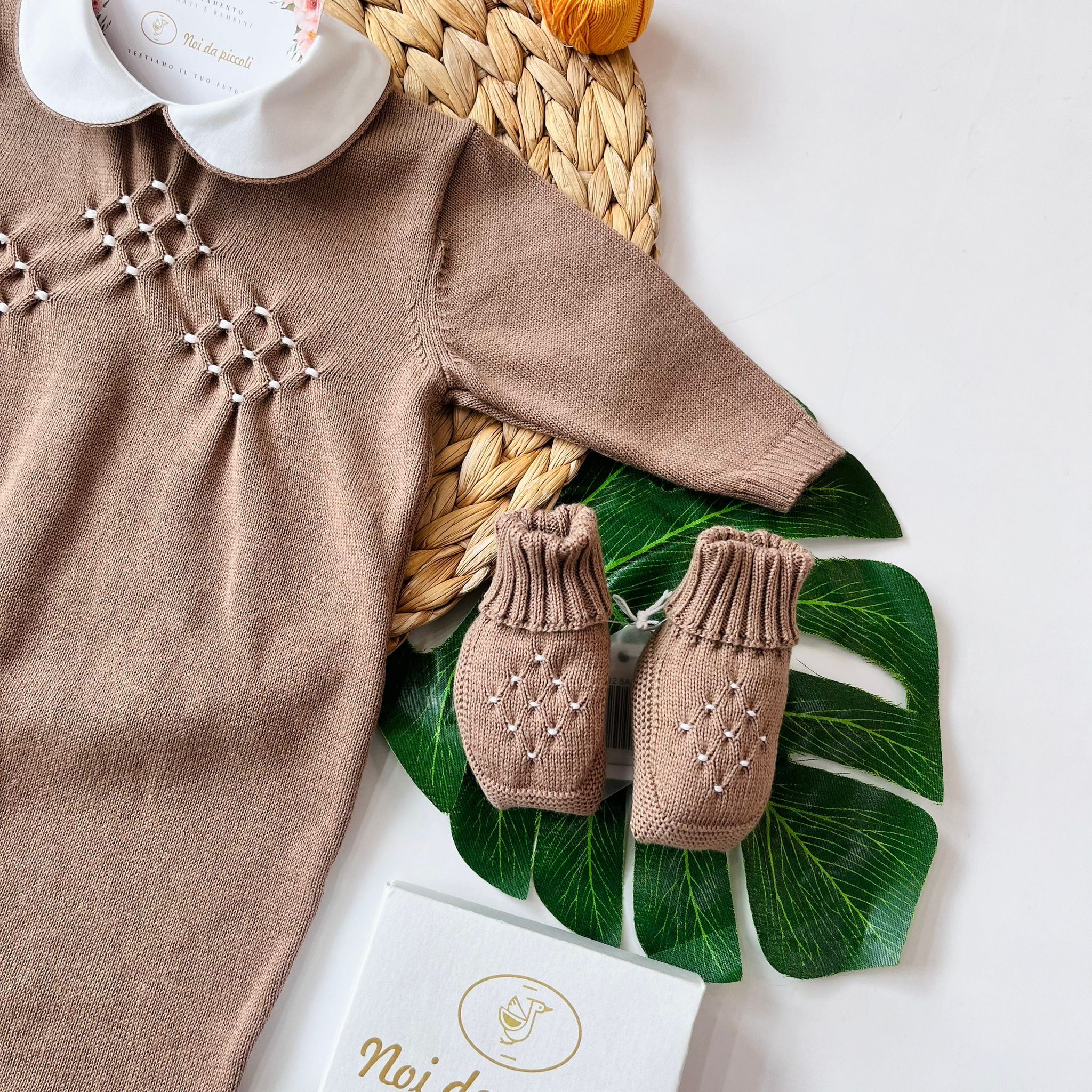 TUTINA CON BABBUCCE 100% FILO DI COTONE CAFFE' - Noi da piccoli