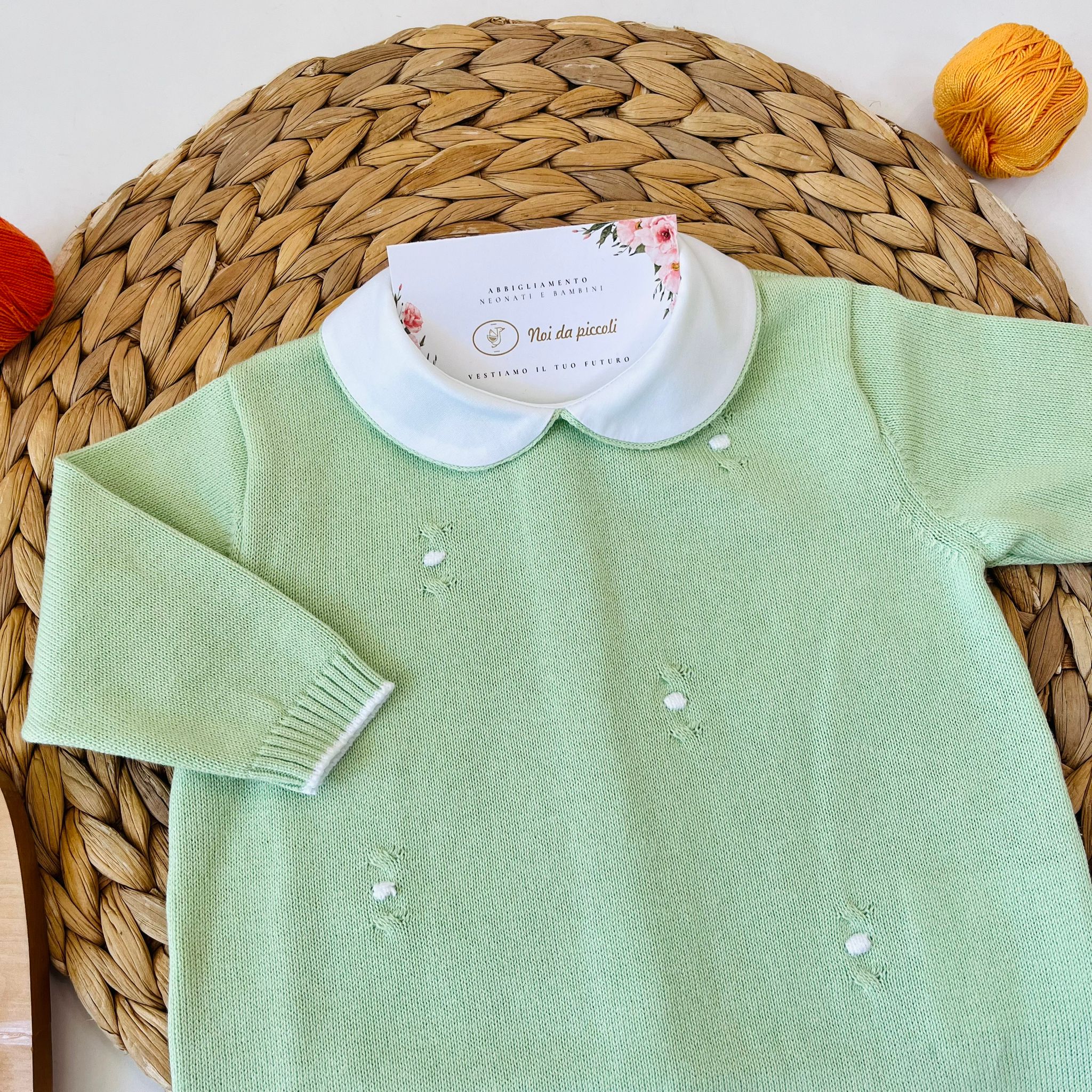 TUTINA CON BABBUCCE 100% FILO DI COTONE VERDE - Noi da piccoli