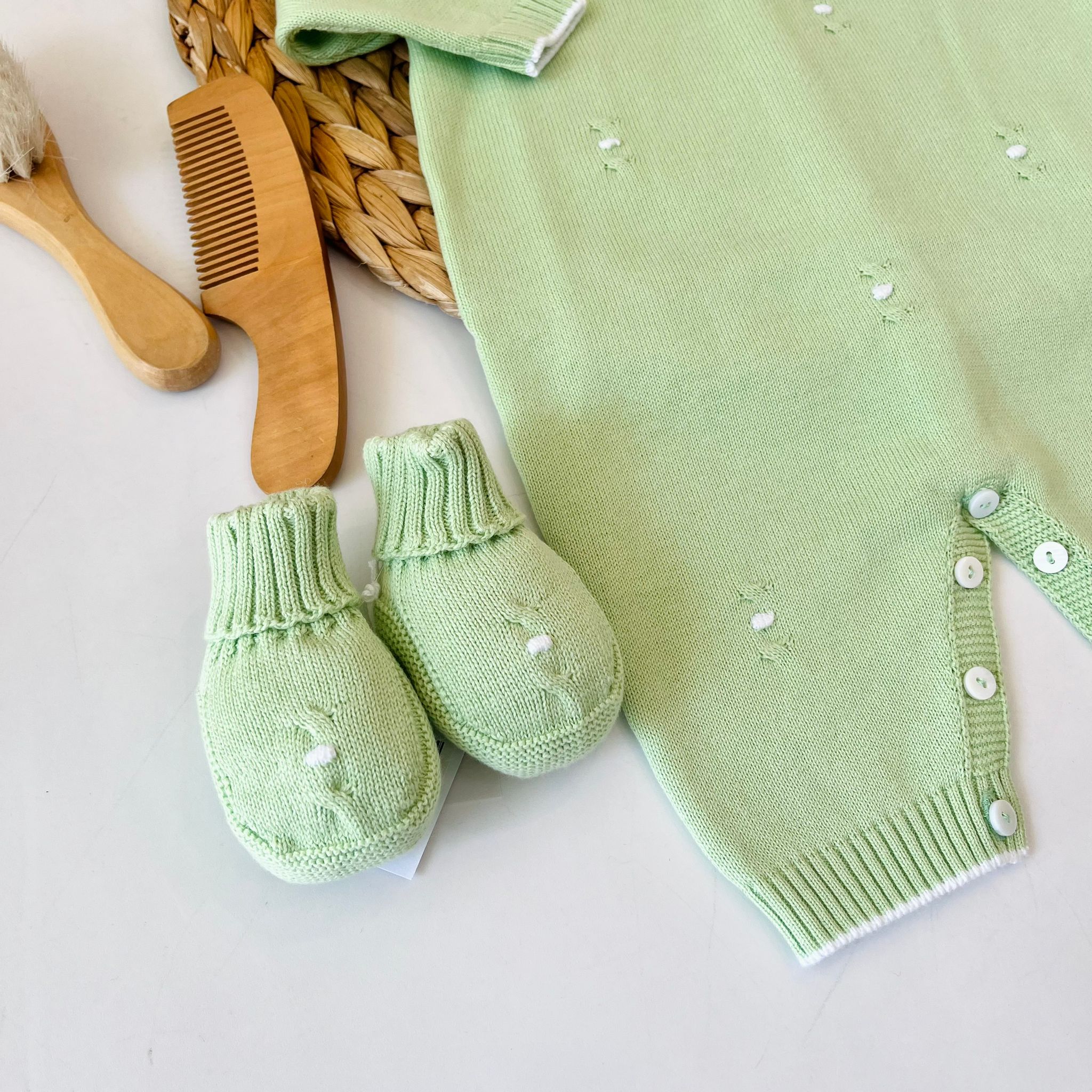 TUTINA CON BABBUCCE 100% FILO DI COTONE VERDE - Noi da piccoli