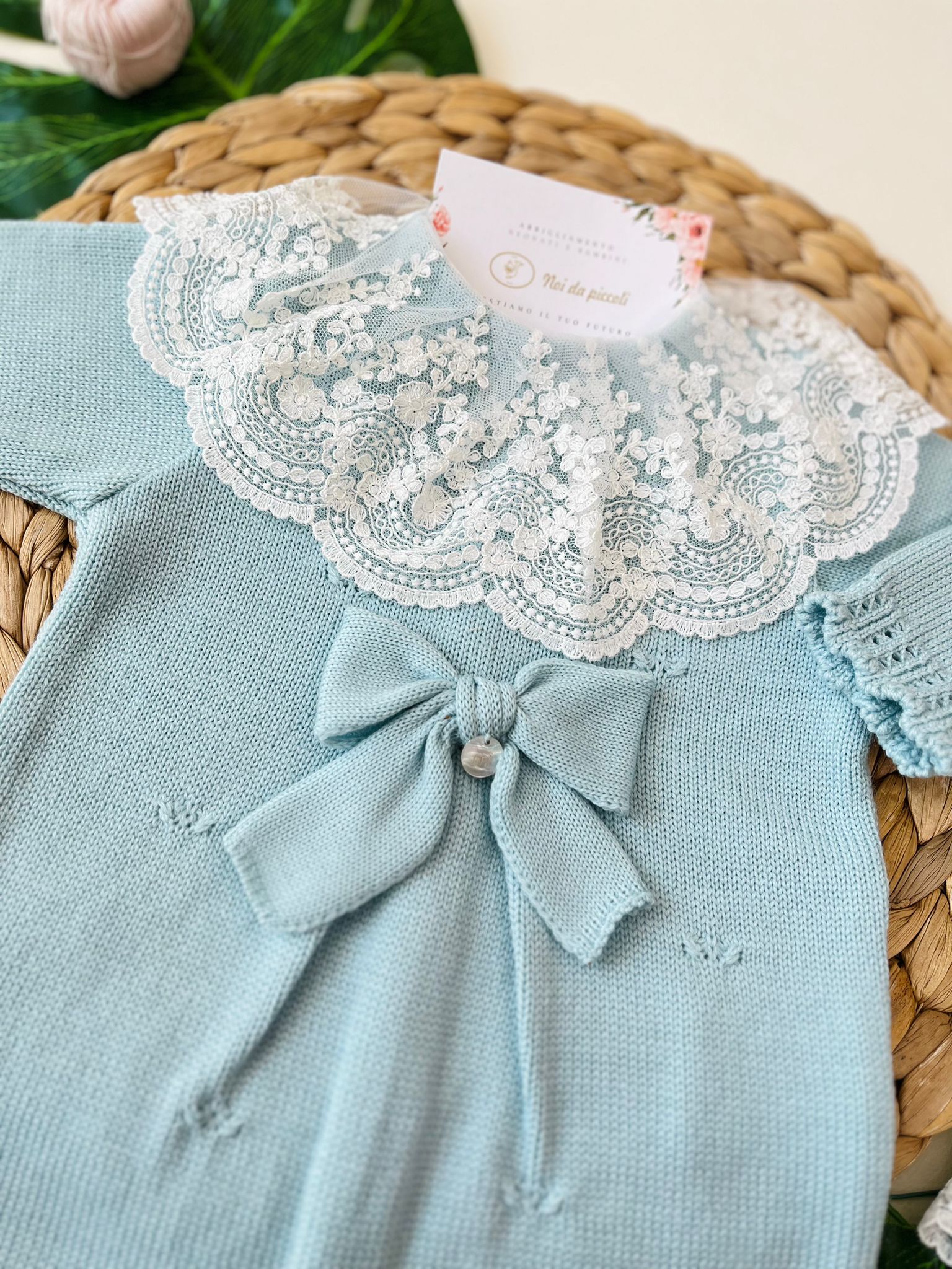 TUTINA CON BABBUCCE 100% LANA ACQUA MARINA - Noi da piccoli