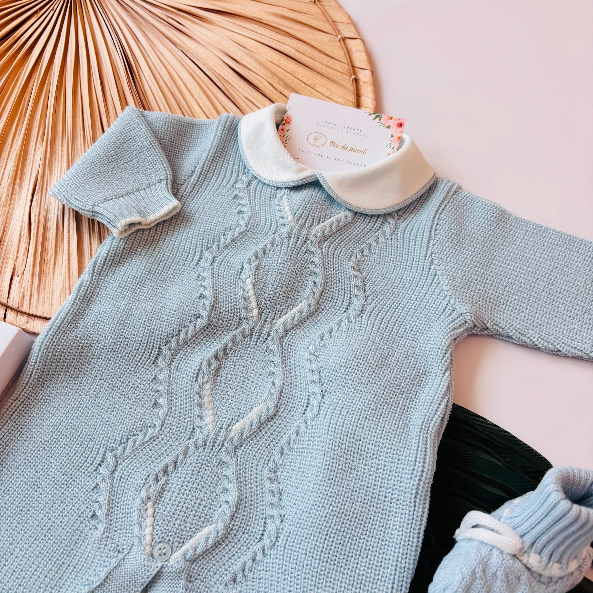 TUTINA CON BABBUCCE 100% LANA CIELO ROMBI - Noi da piccoli