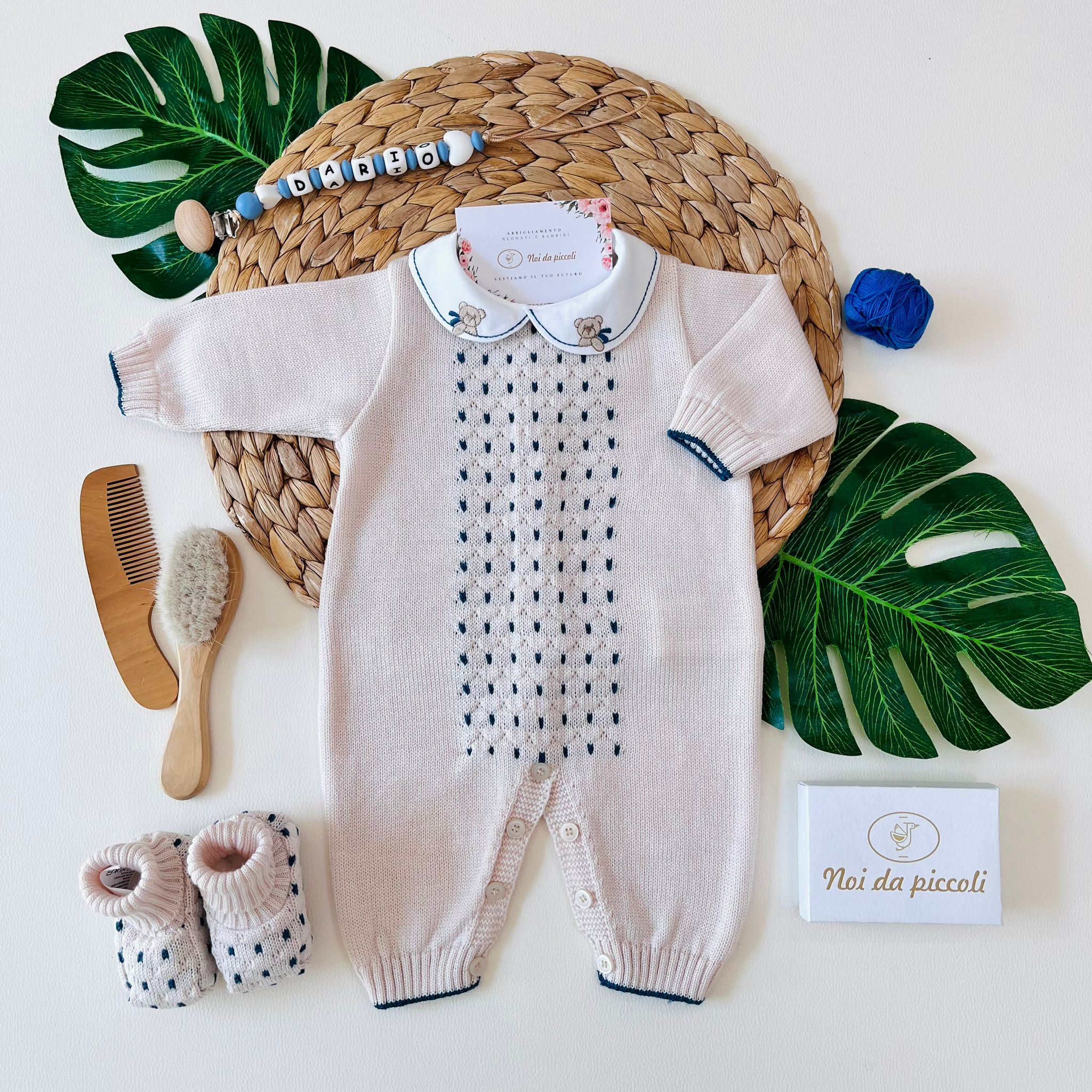 TUTINA CON BABBUCCE 100% LANA NATURALBIO ZAFFIRO - Noi da piccoli