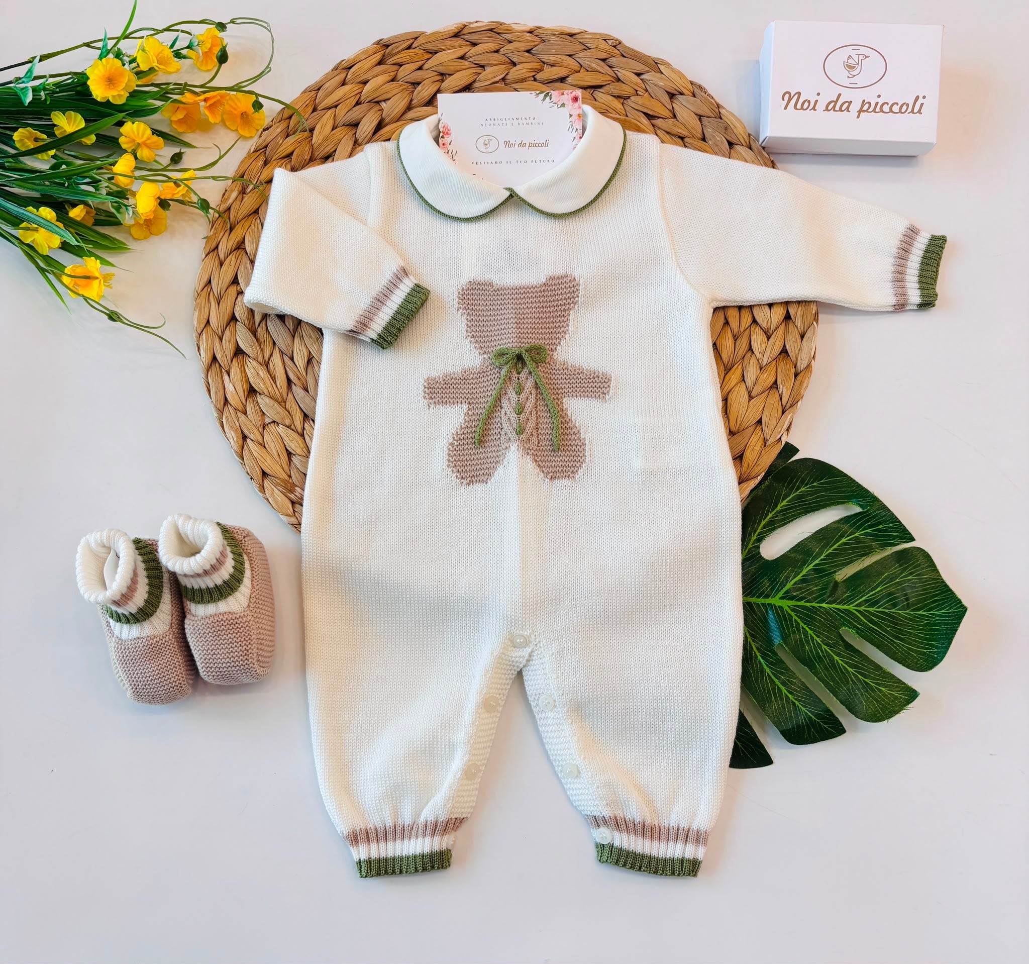 TUTINA CON BABBUCCE 100% LANA PANNA - Noi da piccoli