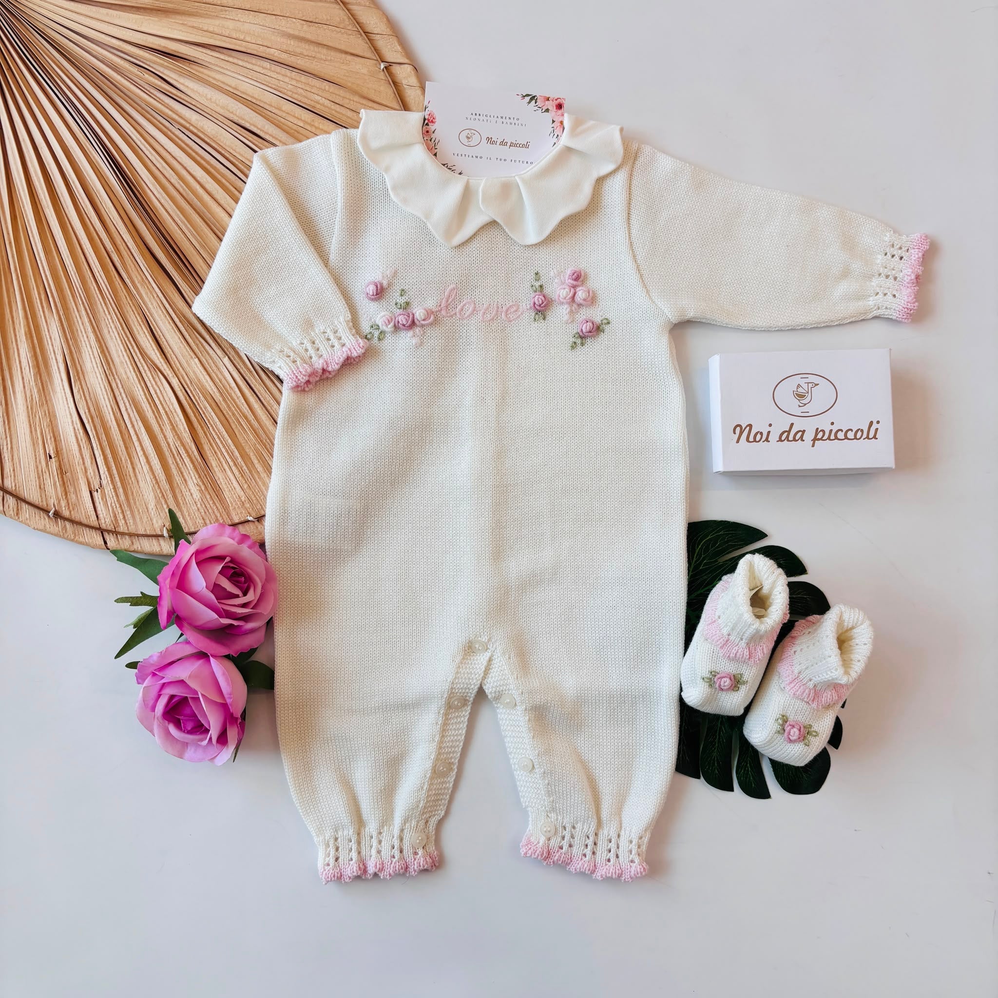 TUTINA CON BABBUCCE 100% LANA PANNA - Noi da piccoli