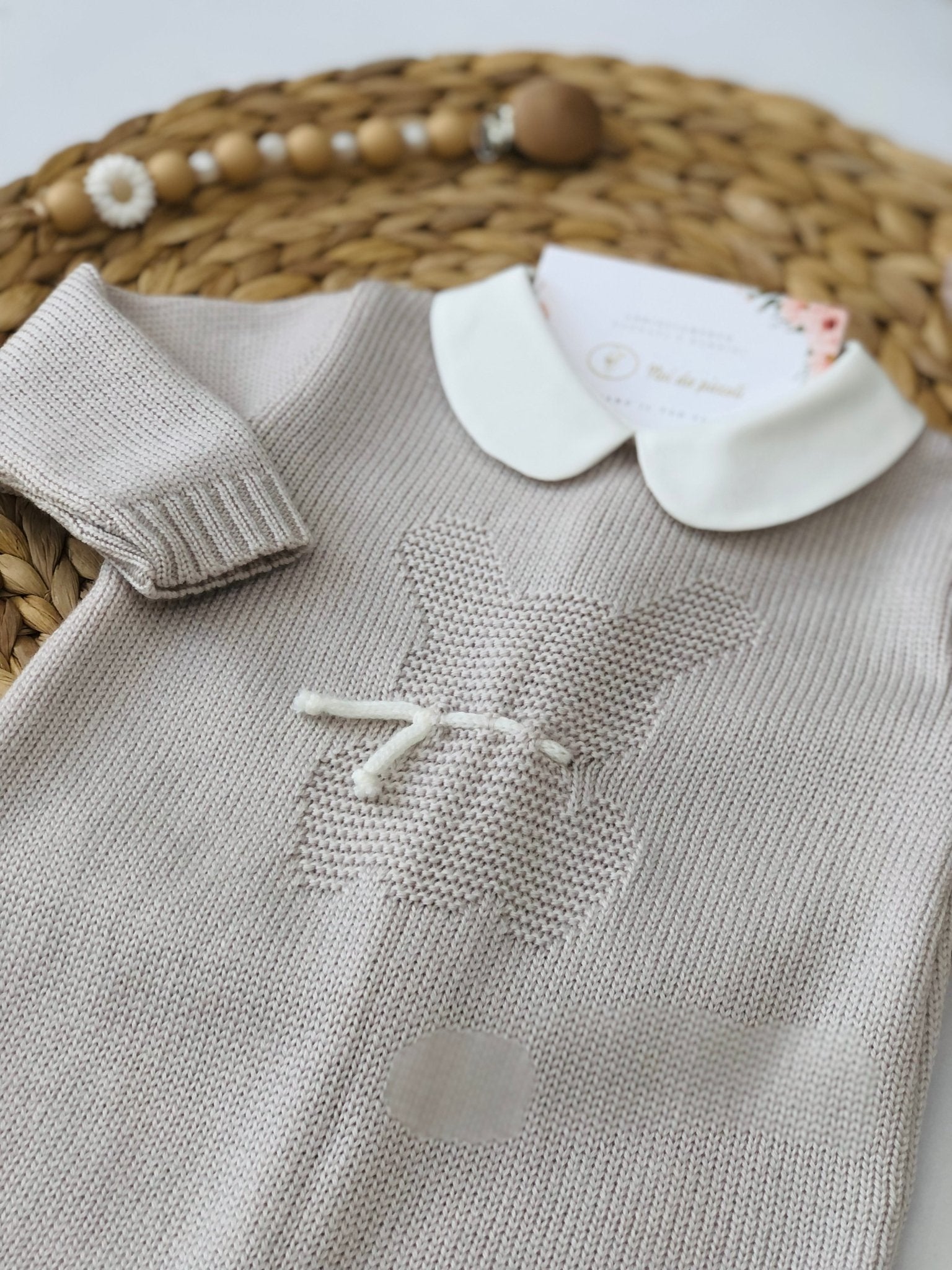 TUTINA CON BABBUCCE IN LANA MERINO EXTRAFINE BEIGE PANNA - Noi da piccoli