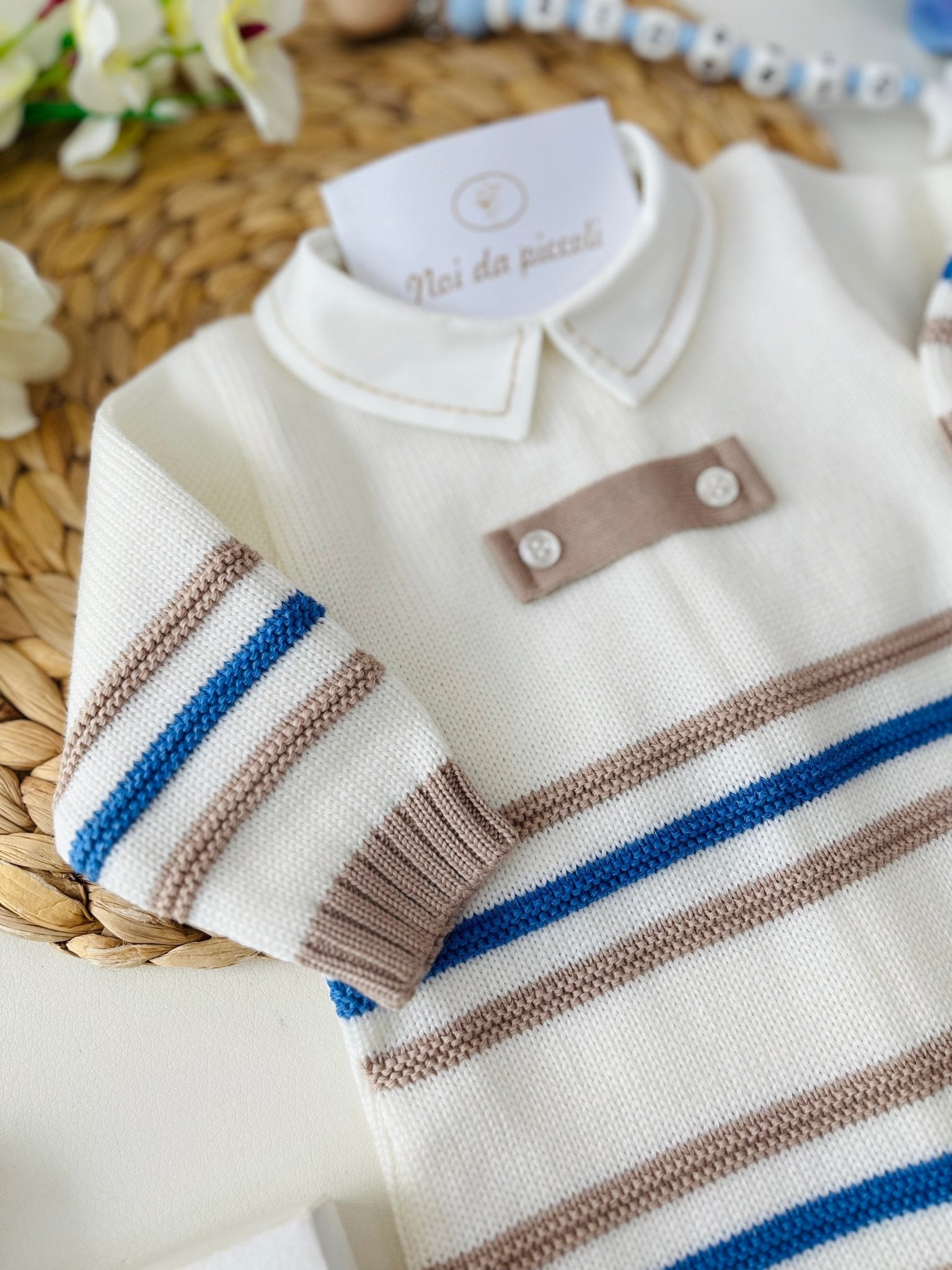 TUTINA CON BABBUCCE IN LANA MERINO EXTRAFINE PANNA NOCCIOLA - Noi da piccoli