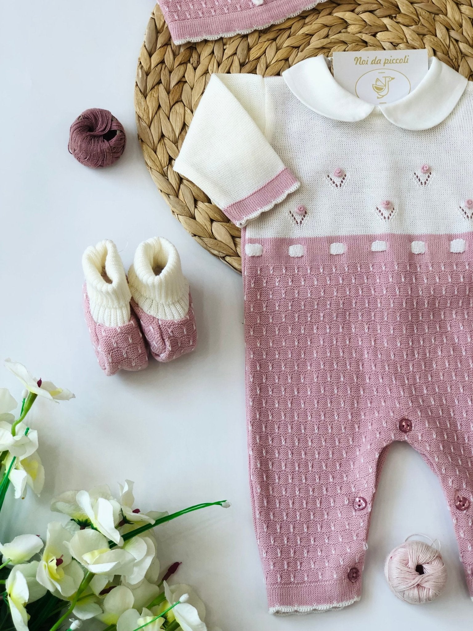 TUTINA CON BABBUCCE ROSA E PANNA FILATO CALDO E LANA - Noi da piccoli