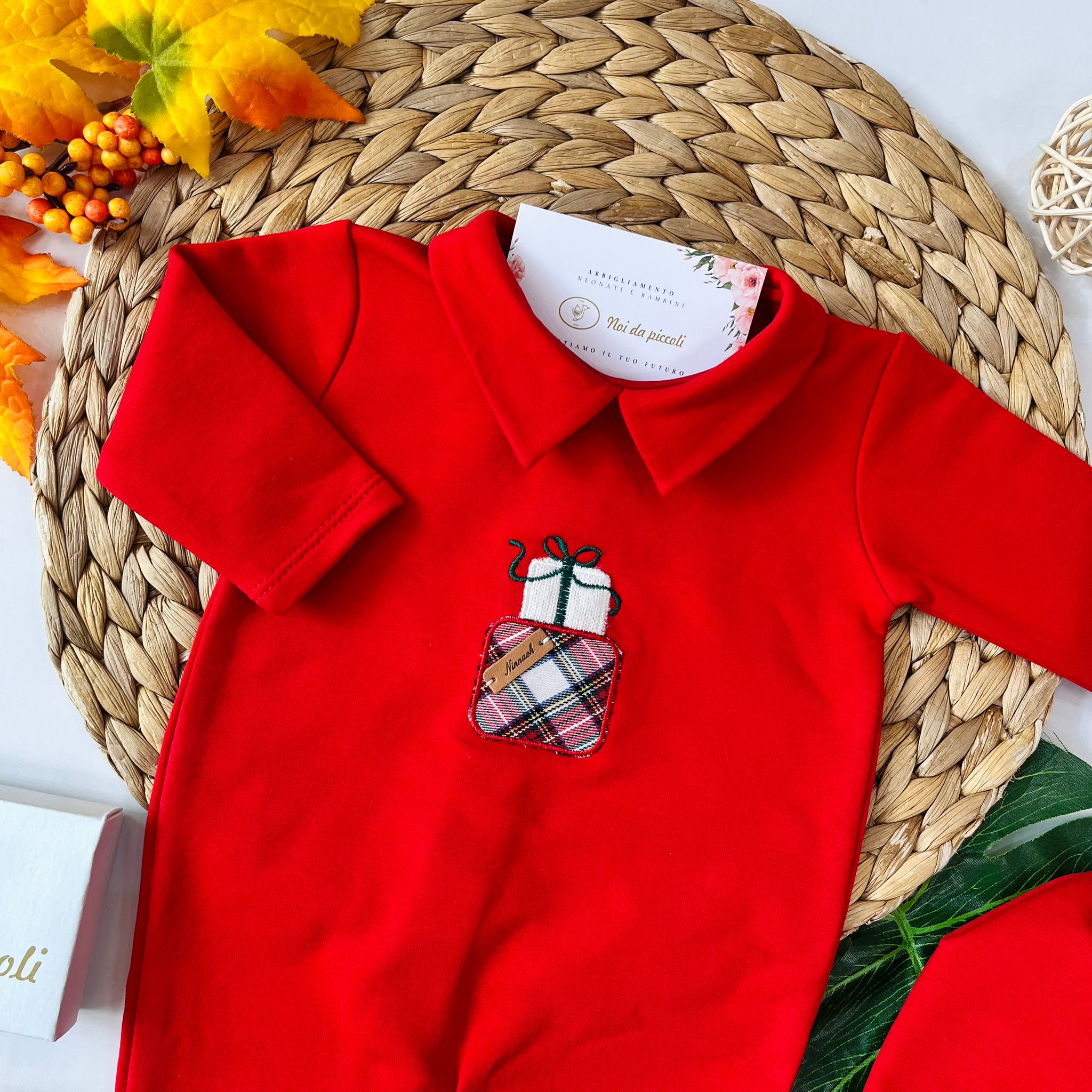 TUTINA CON CAPPELLINO COTONE CALDO ROSSO - Noi da piccoli