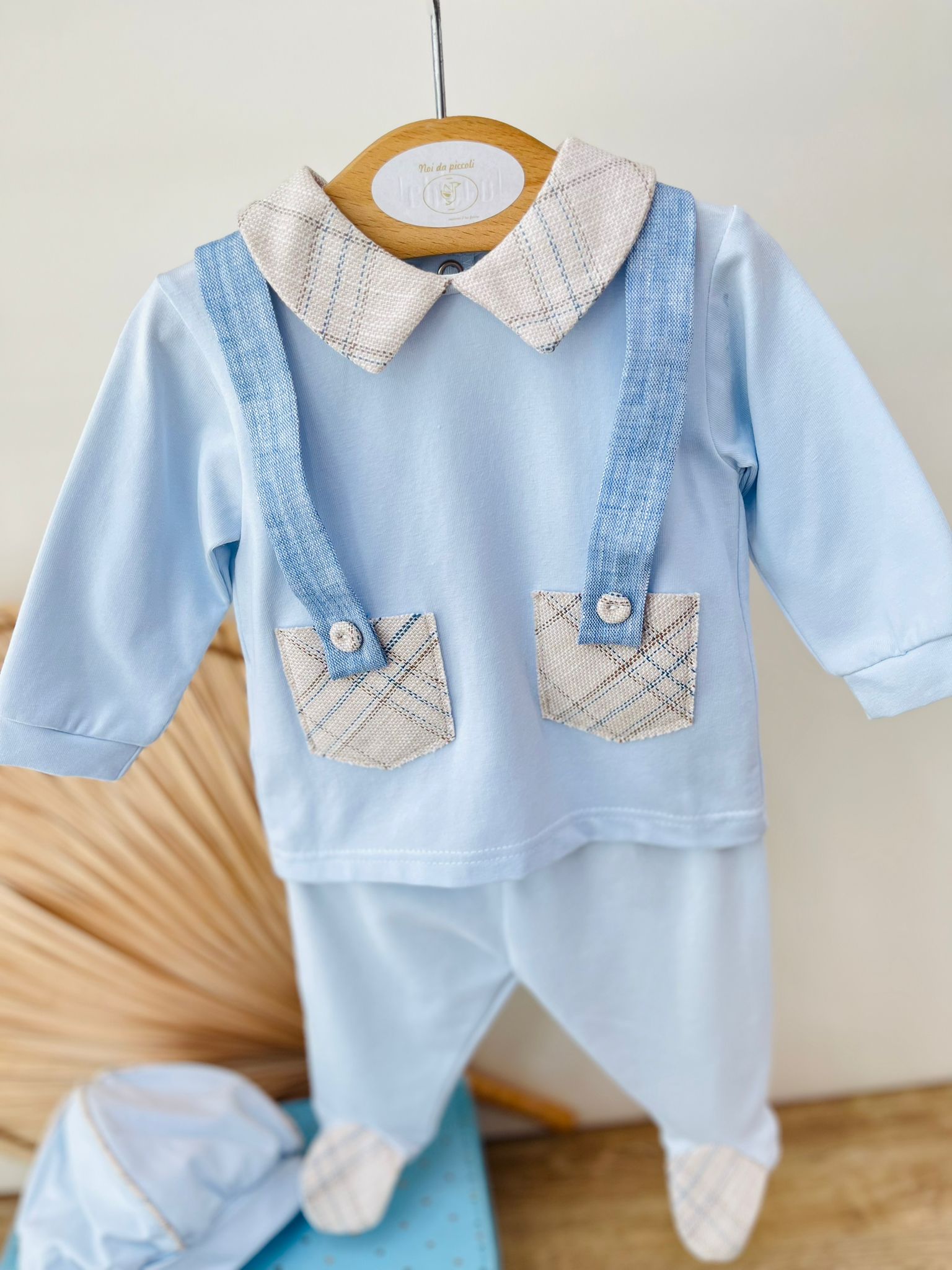 TUTINA CON CAPPELLINO IN COTONE CIELO - Noi da piccoli