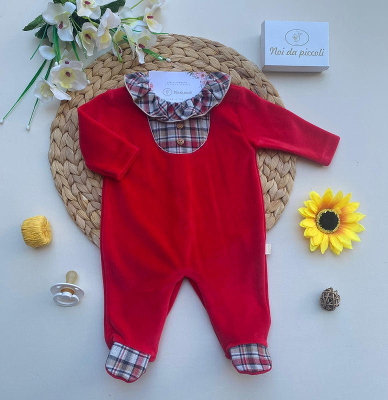 TUTINA CON COLLETTO A QUADRONI CINIGLIA ROUGE - Noi da piccoli