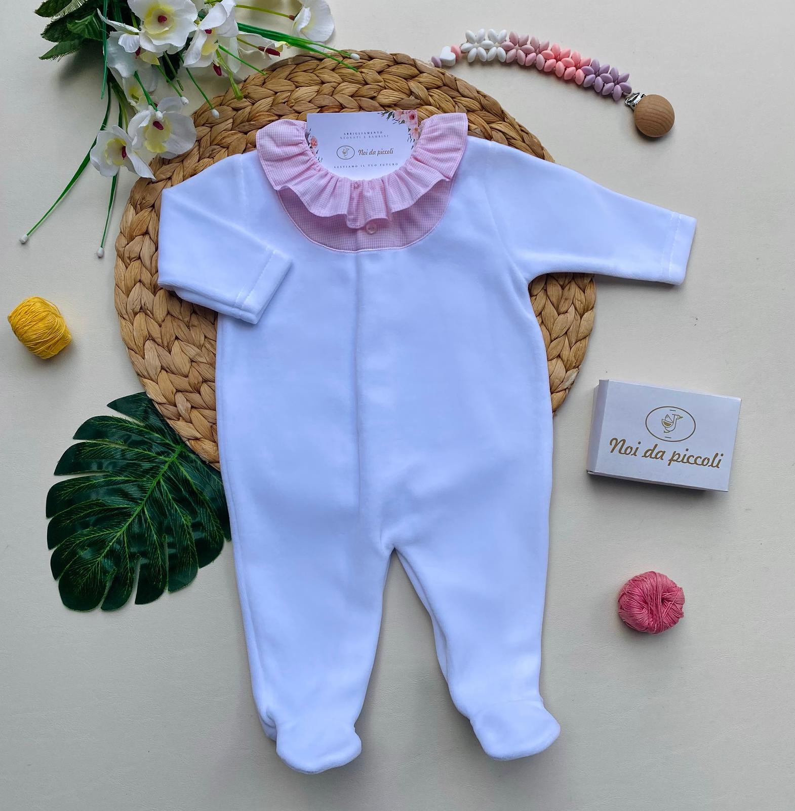 TUTINA CON COLLETTO A VOILAT CINIGLIA BIANCO - Noi da piccoli