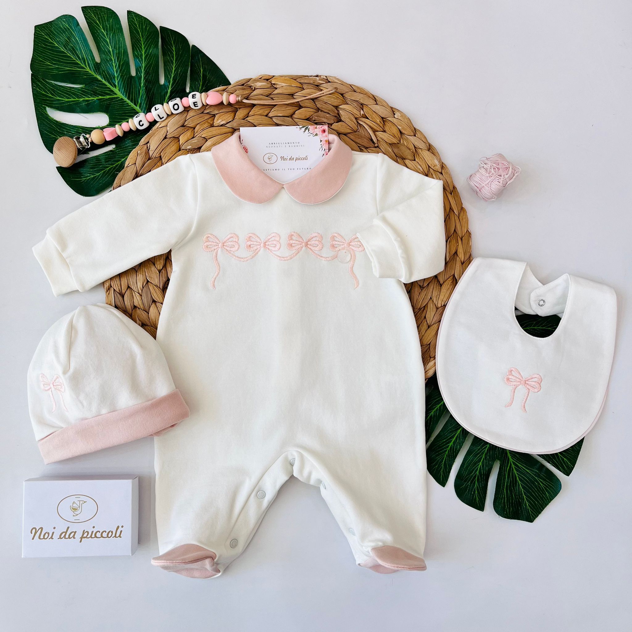 TUTINA CON FIOCCHETTI COTONE CALDO PANNA - Noi da piccoli