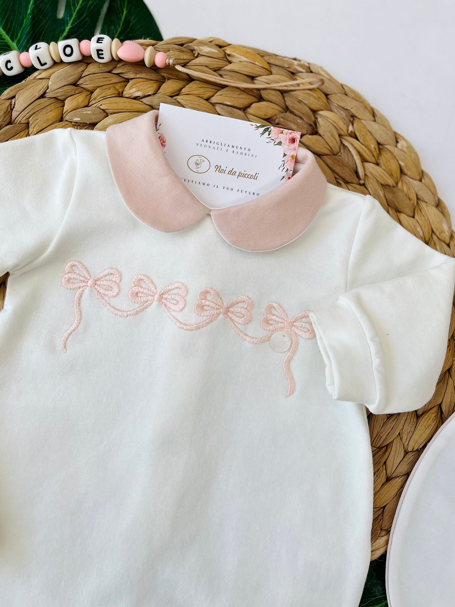 TUTINA CON FIOCCHETTI COTONE CALDO PANNA - Noi da piccoli