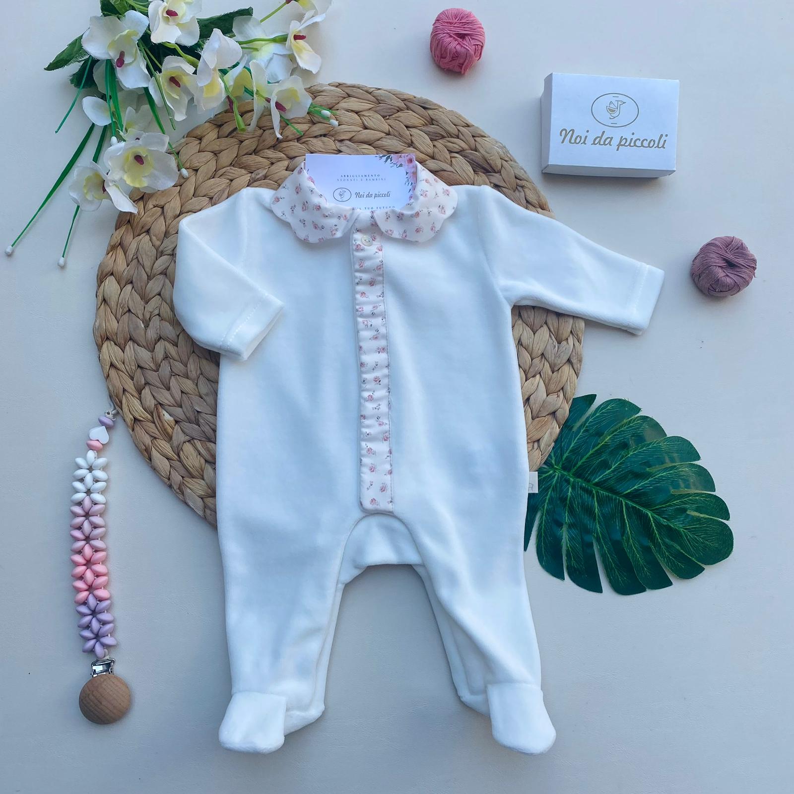 TUTINA CON FIORELLINI CINIGLIA BIANCO ROSA - Noi da piccoli