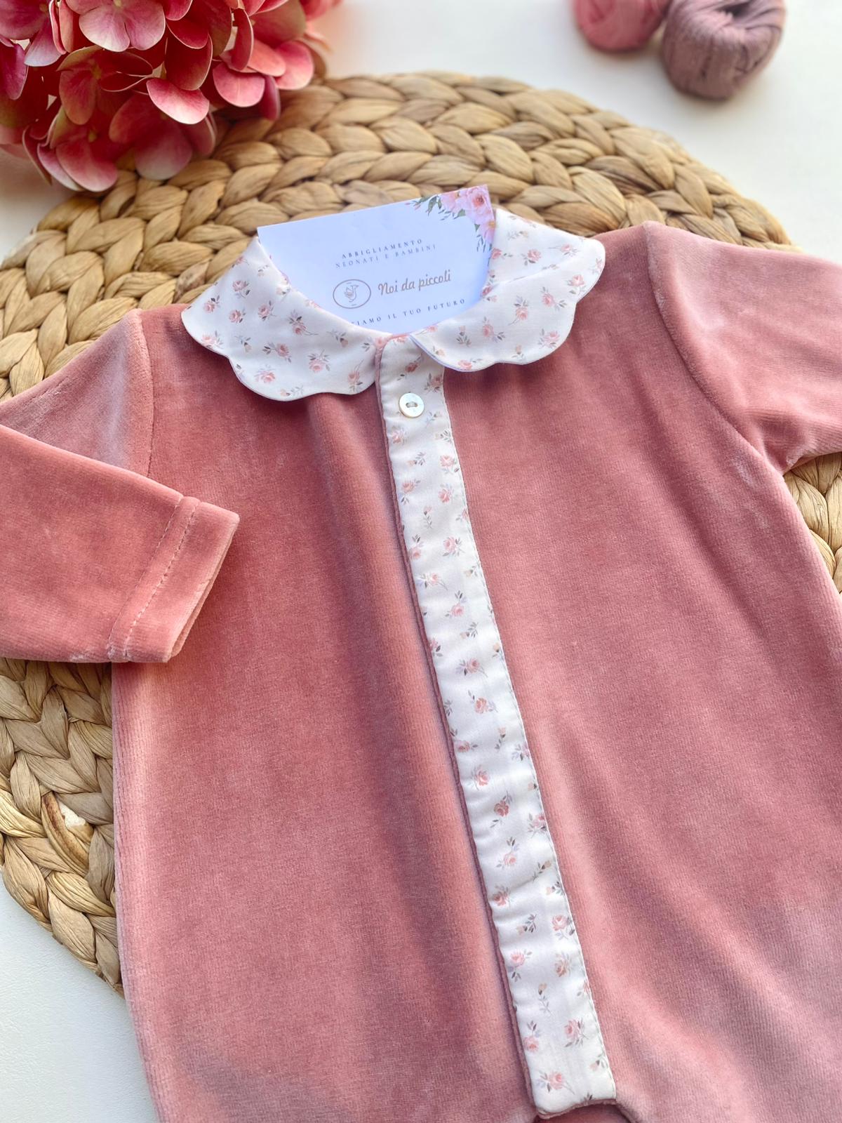 TUTINA CON FIORELLINI CINIGLIA ROSA SCURO - Noi da piccoli