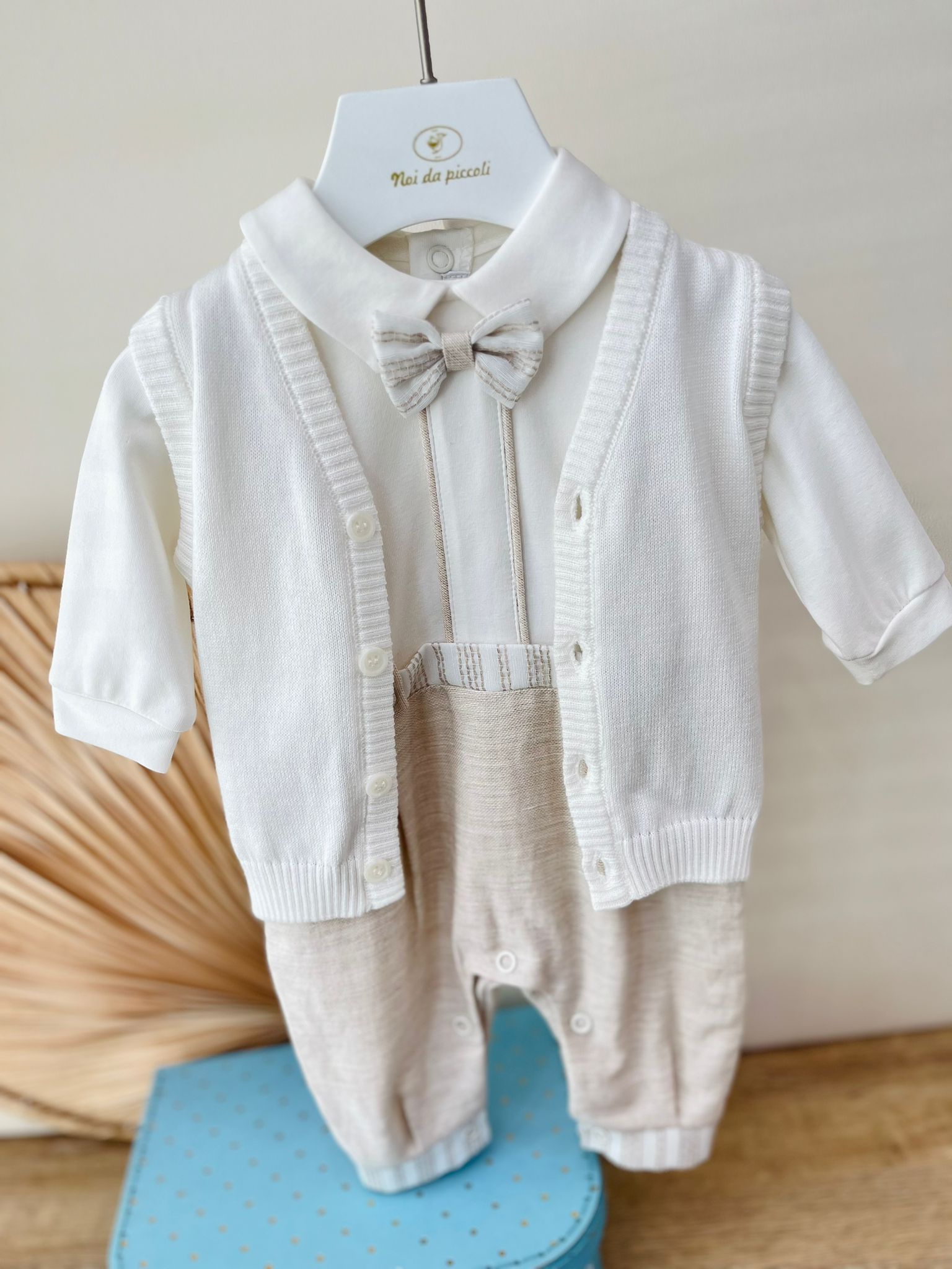 TUTINA CON GILET 100 % COTONE BEIGE - Noi da piccoli